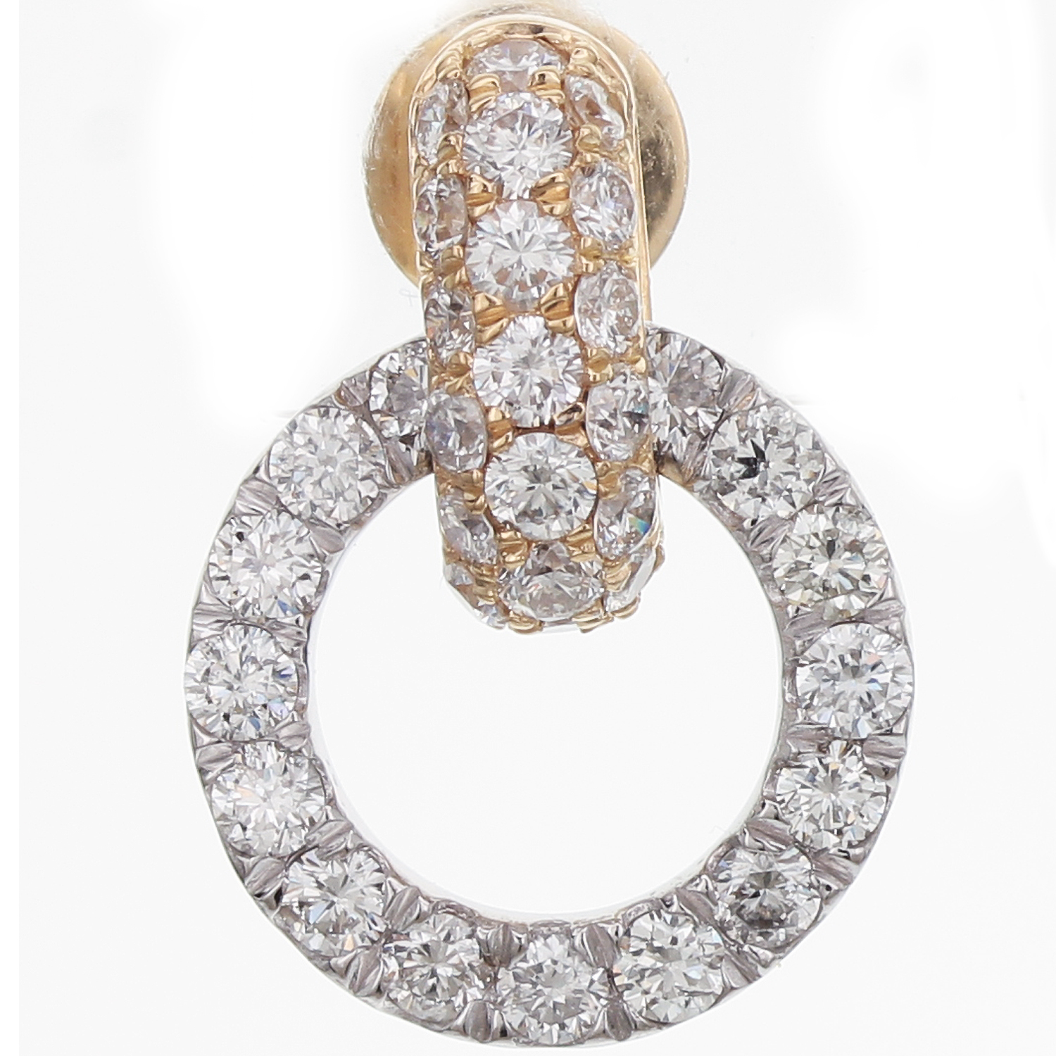 18k Rose And White Gold Diamond Earrings