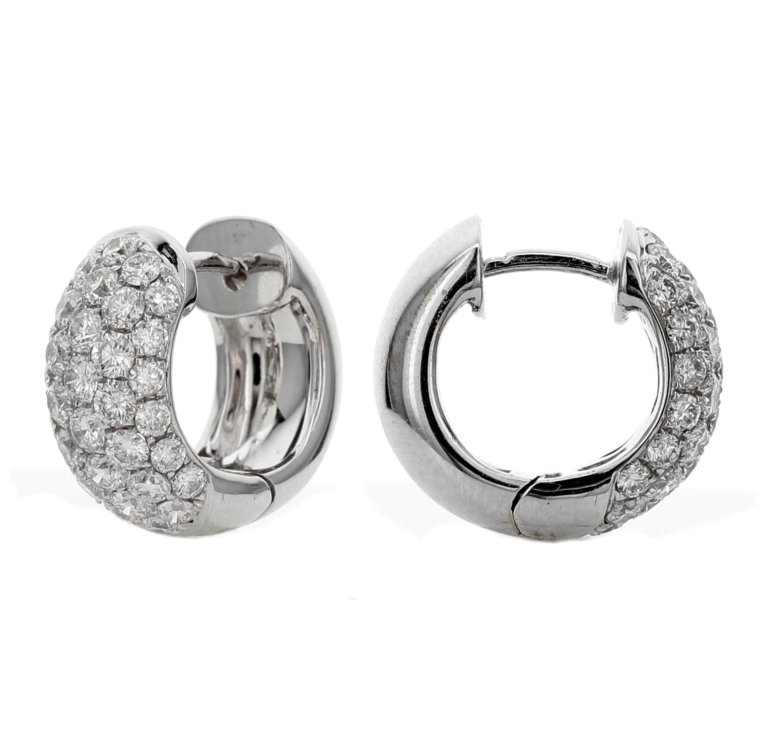18k White Gold 2ct Diamond Huggie Earrings