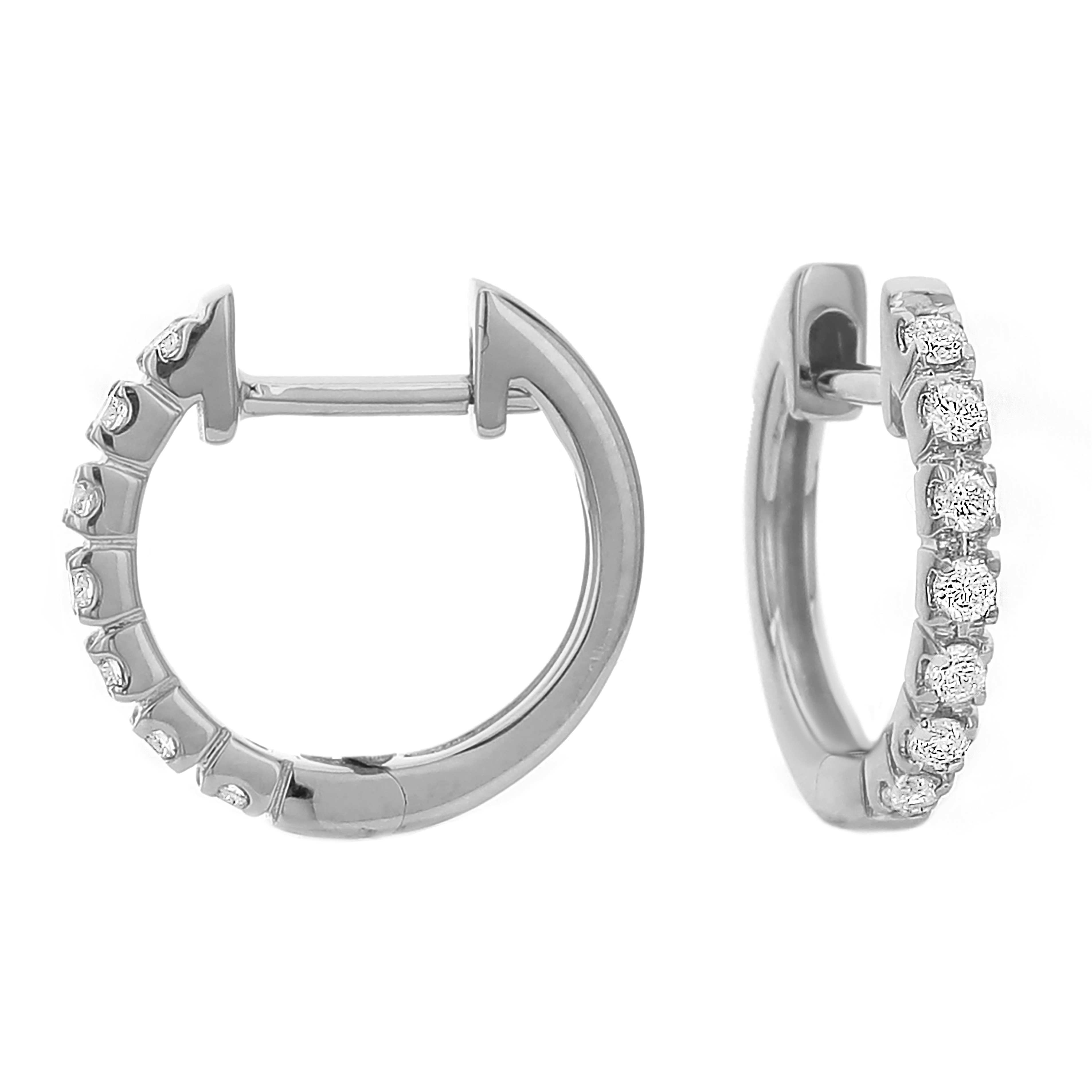 18k White Gold Huggie Diamond Earrings