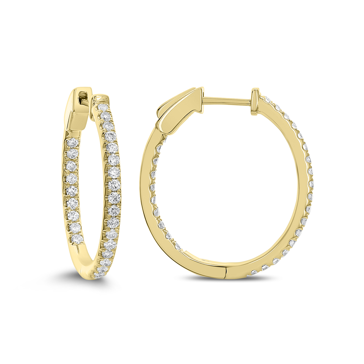 18k Yellow Gold Diamond Hoop Earrings