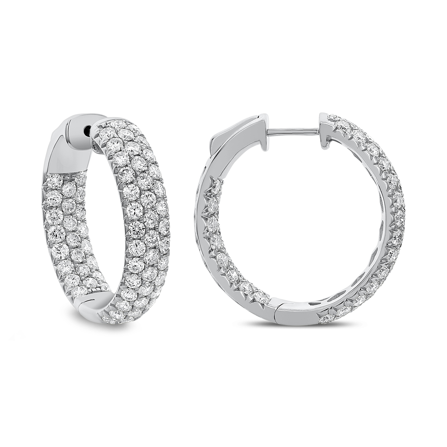 18k White Gold Diamond In And Out Hoop Earrings 
