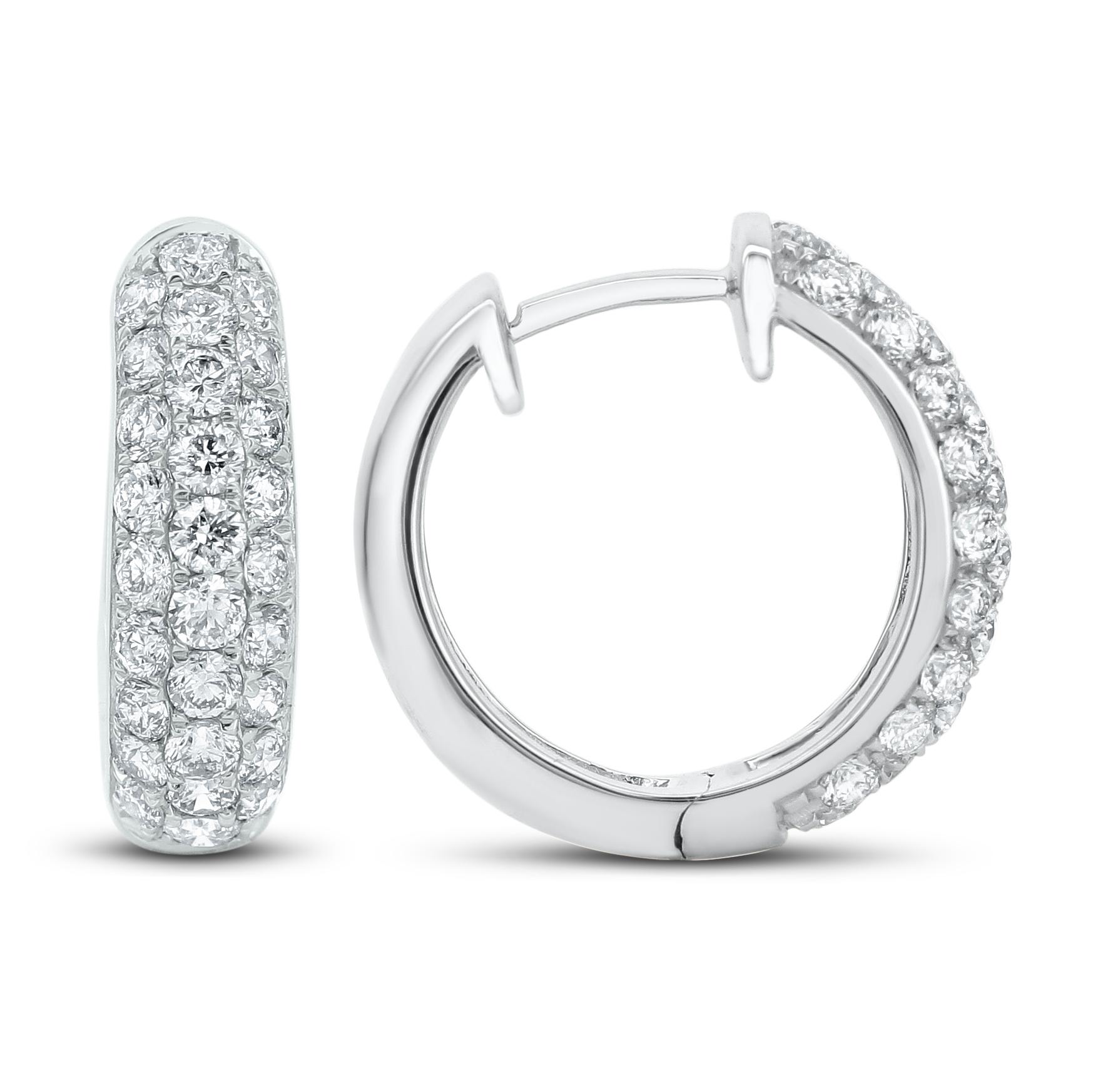 18k White Gold Diamond Huggie Earrings