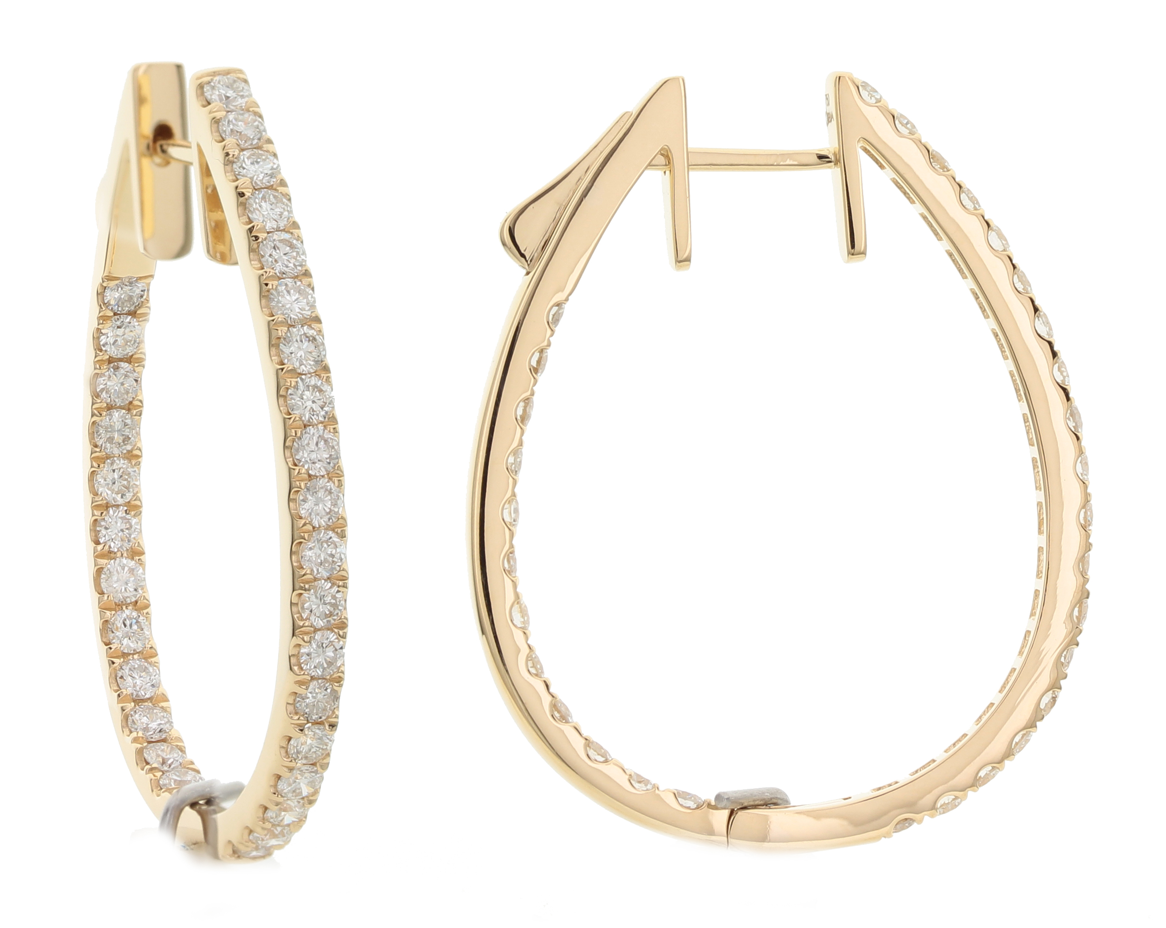 18k Yellow Gold Diamond Hoop Earrings