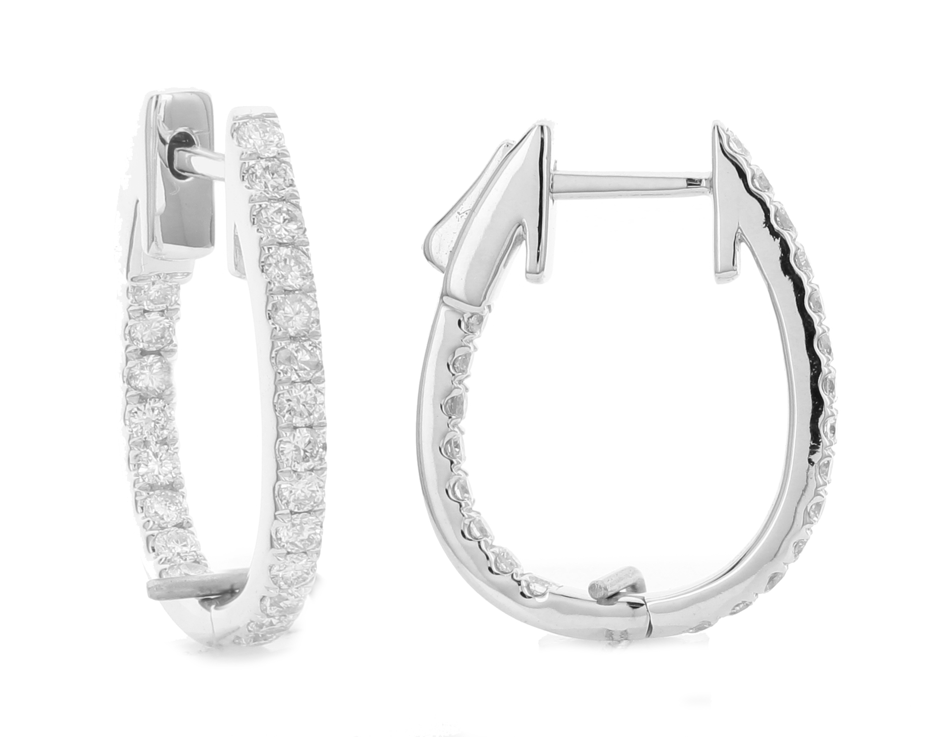 18k White Gold Diamond Hoop Earrings