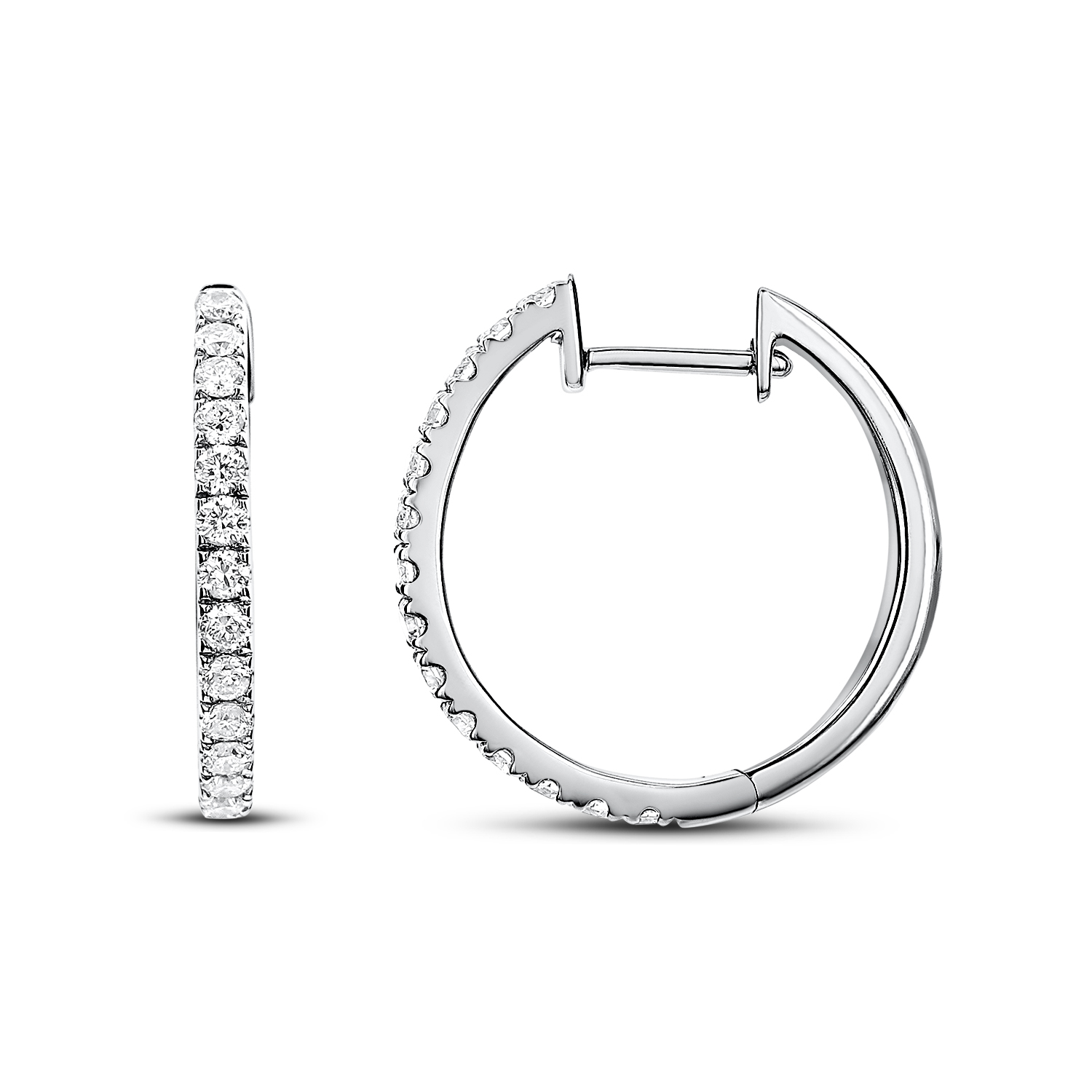 18k White Gold Diamond Hoop Earrings 