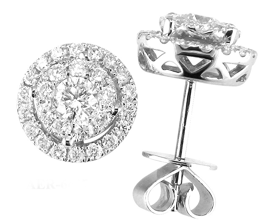 18k White Gold Diamond Halo Earrings