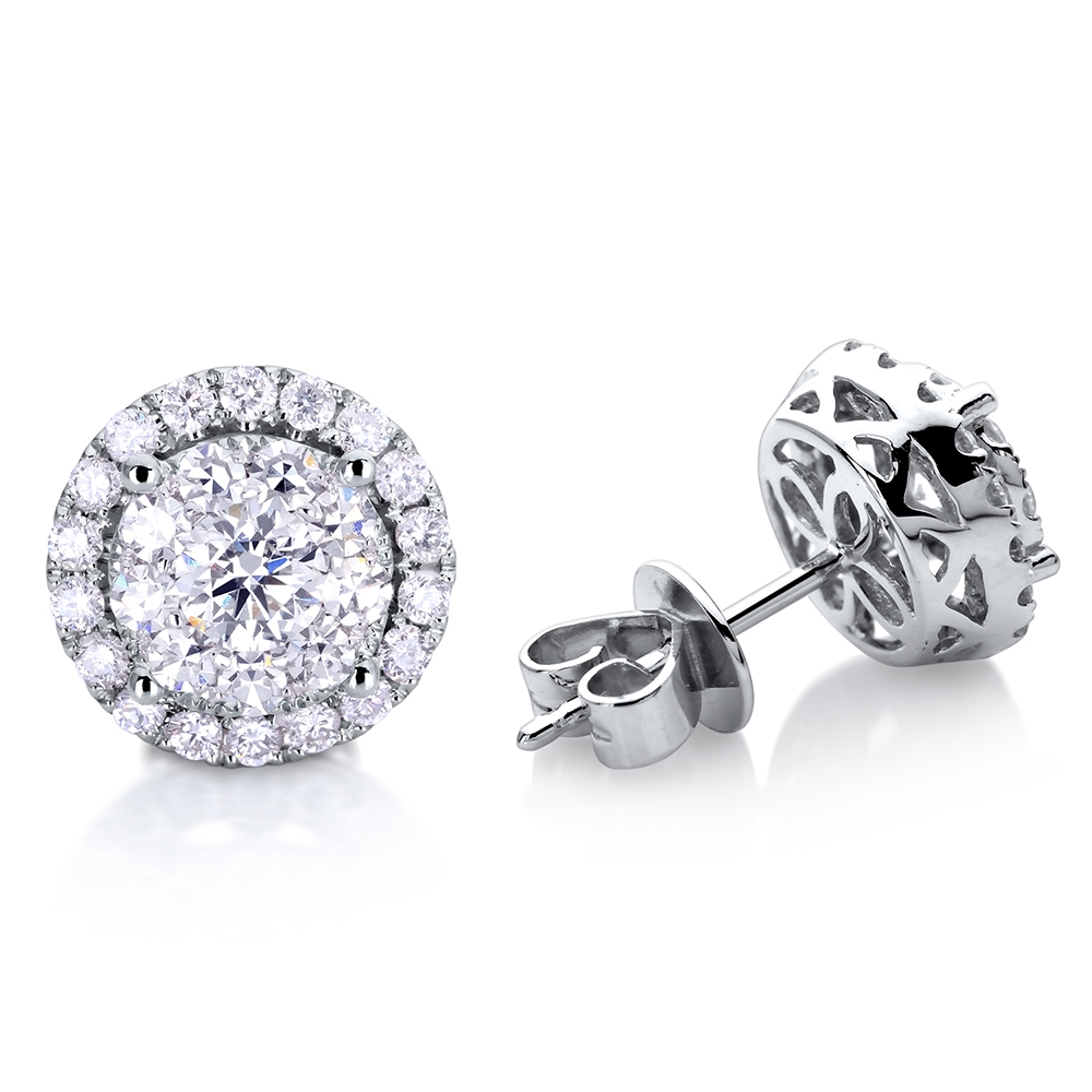 18k White Gold Diamond Stud Starlight Earrings