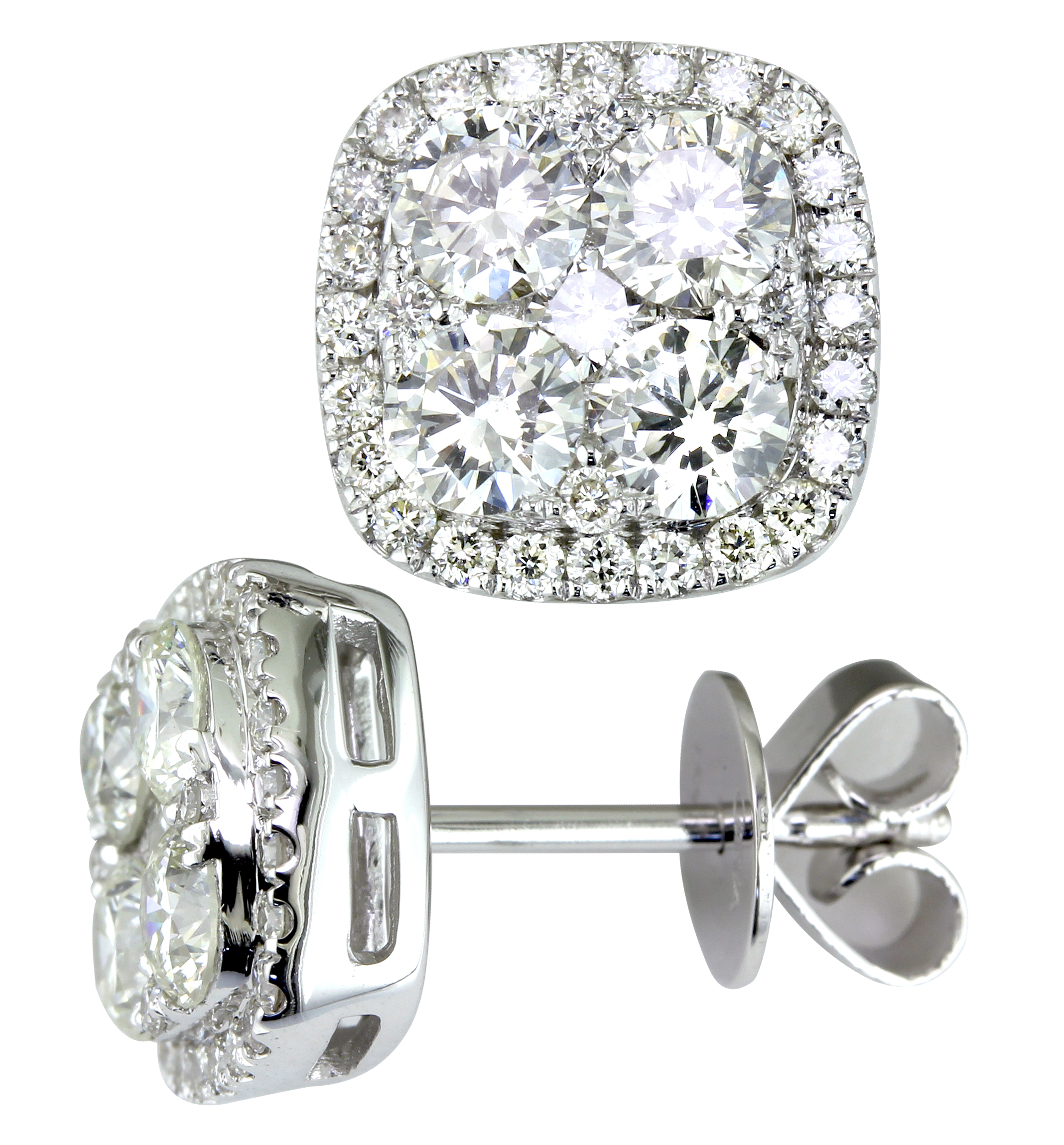 18k White Gold Halo Diamond Earrings