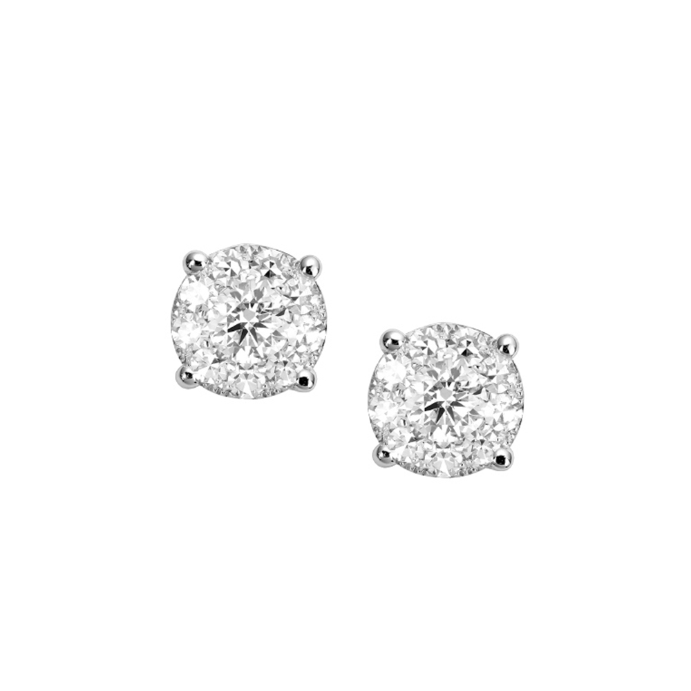 18k White Gold Diamond Illusion Stud Earrings