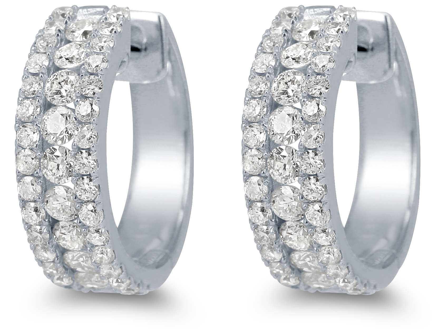18k White Gold Diamond Huggie Earrings