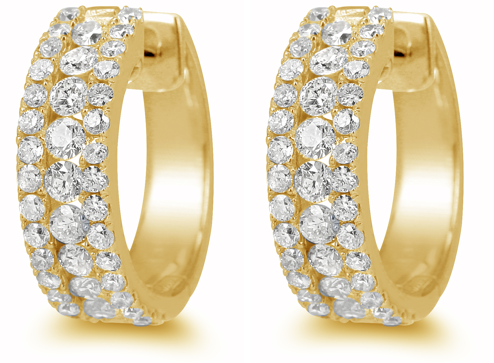 18k Yellow Gold Diamond Huggie Earrings