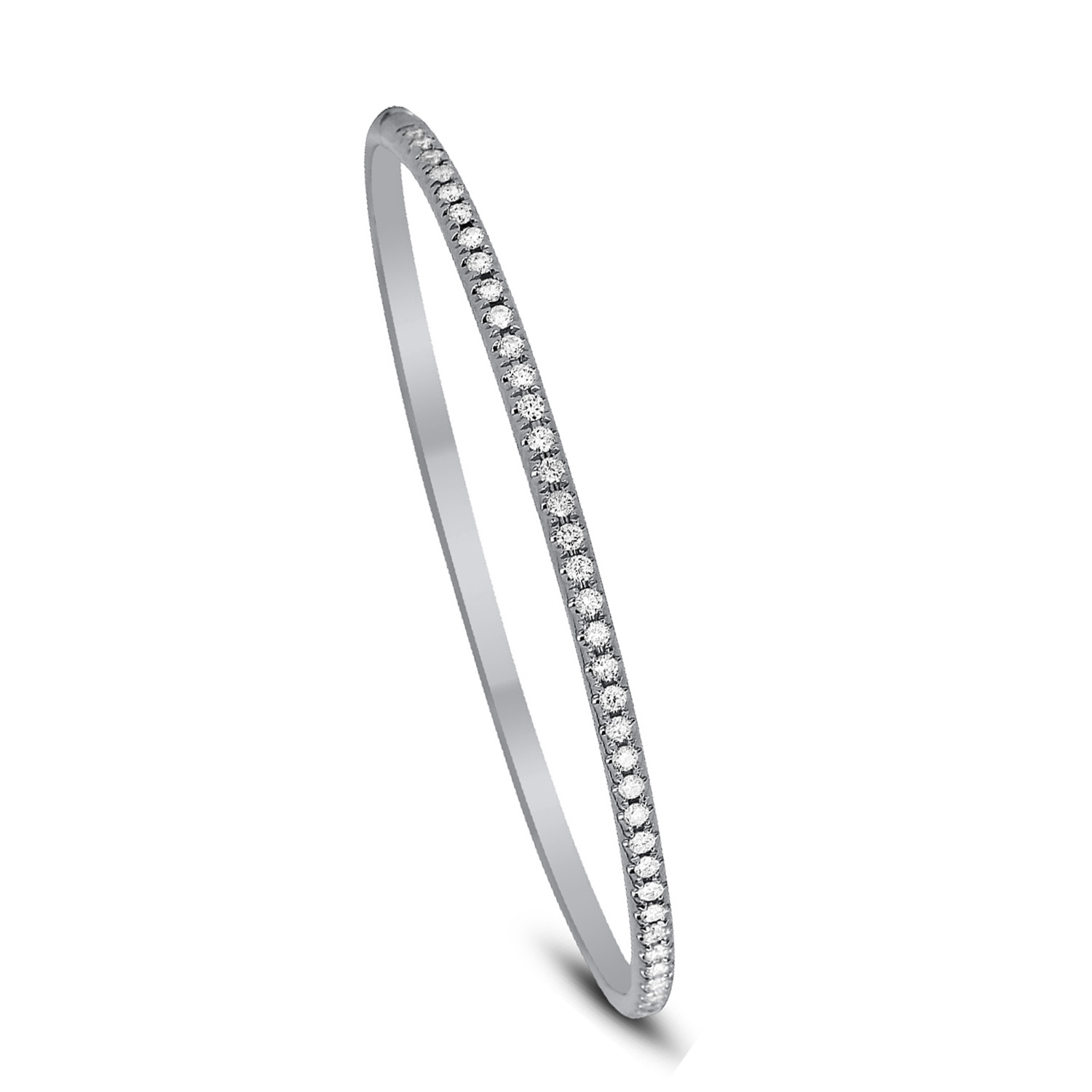 18k White Gold Diamond Bangle Bracelet 