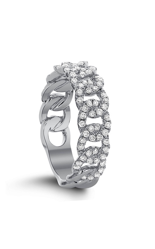An 18k White Gold Interlocking Cuban Link Diamond Ring
