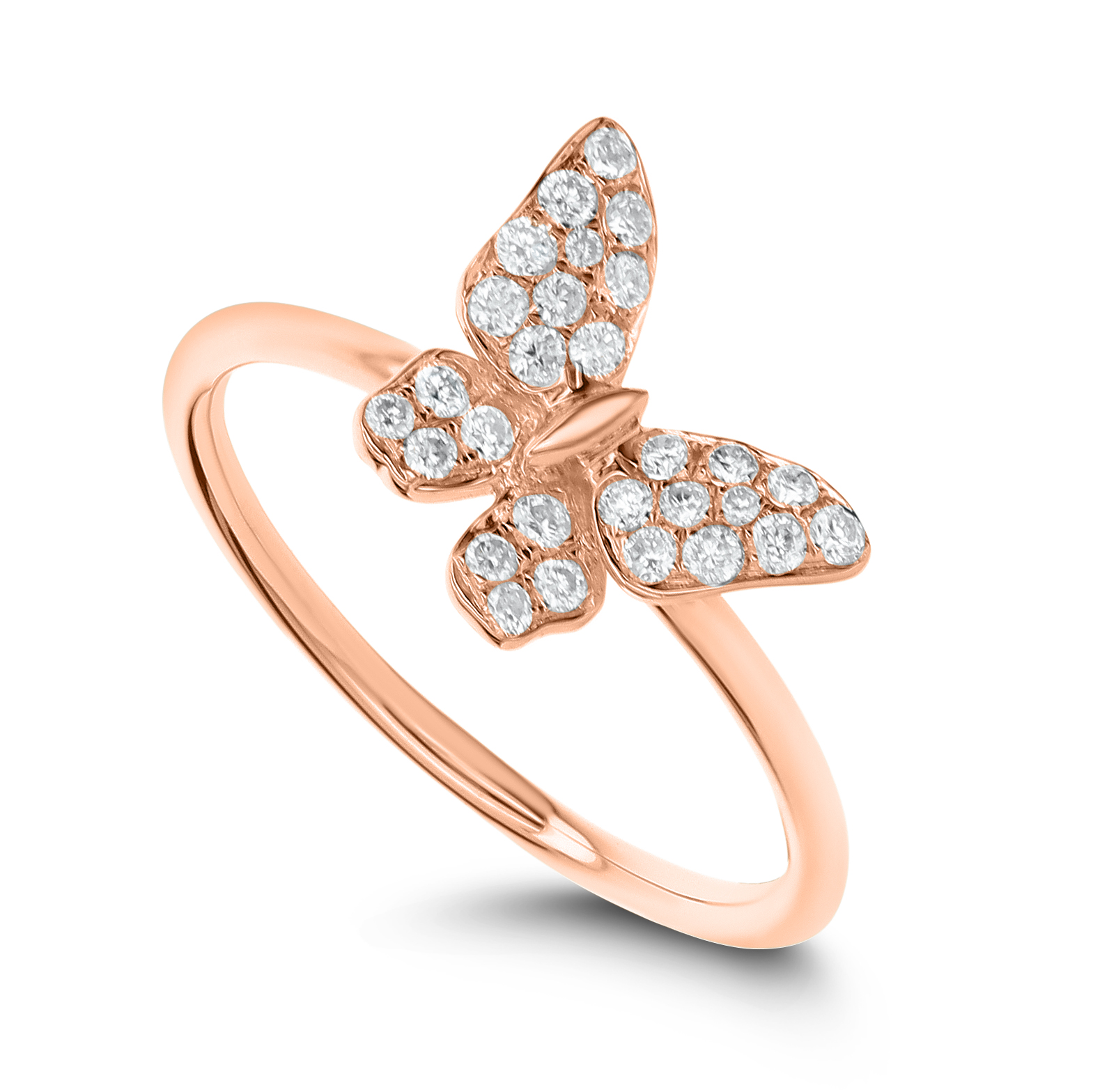 18k Rose Gold Diamond Butterfly Ring