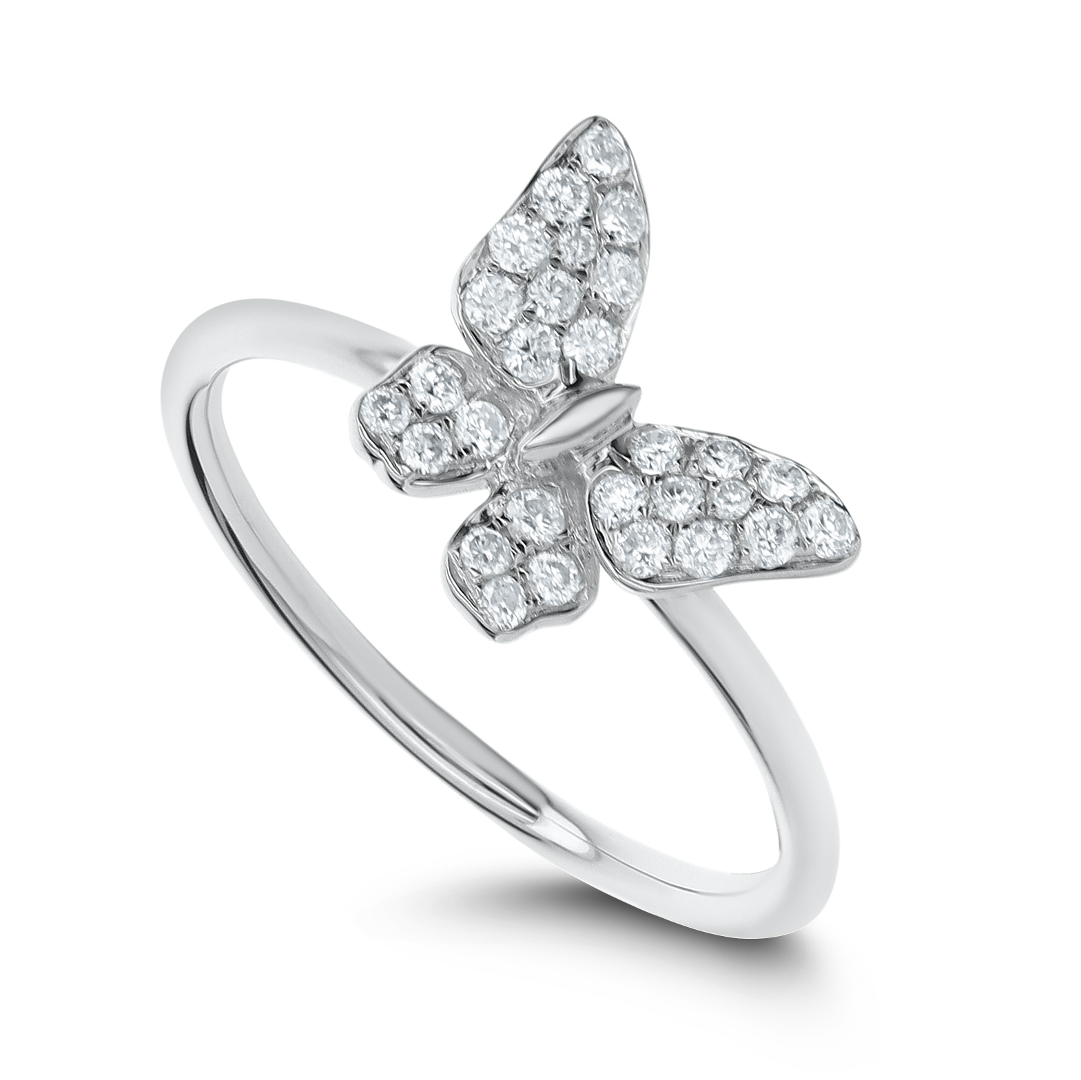 18k White Gold Diamond Butterfly Ring