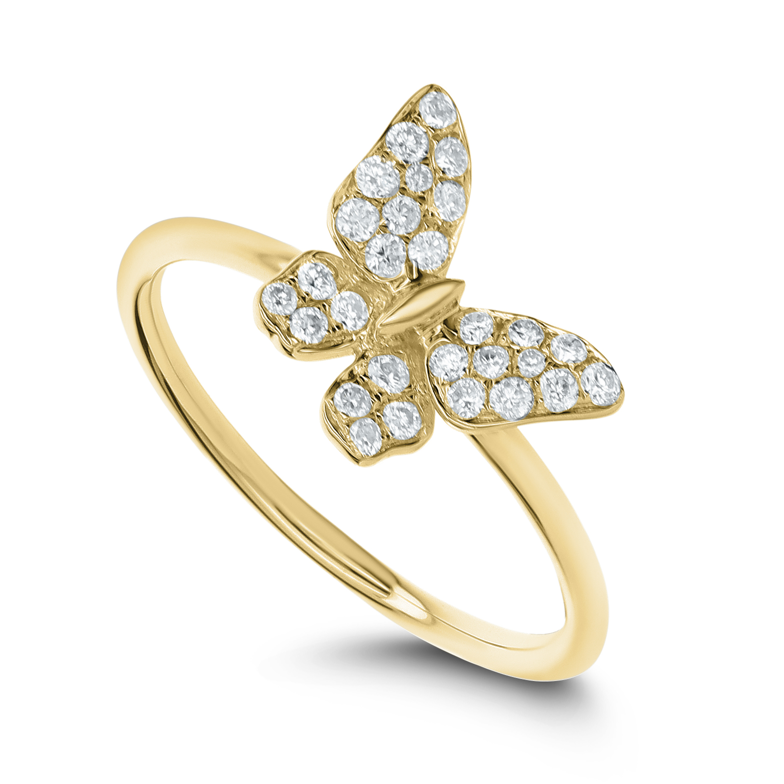 18k Yellow Gold Diamond Butterfly Ring