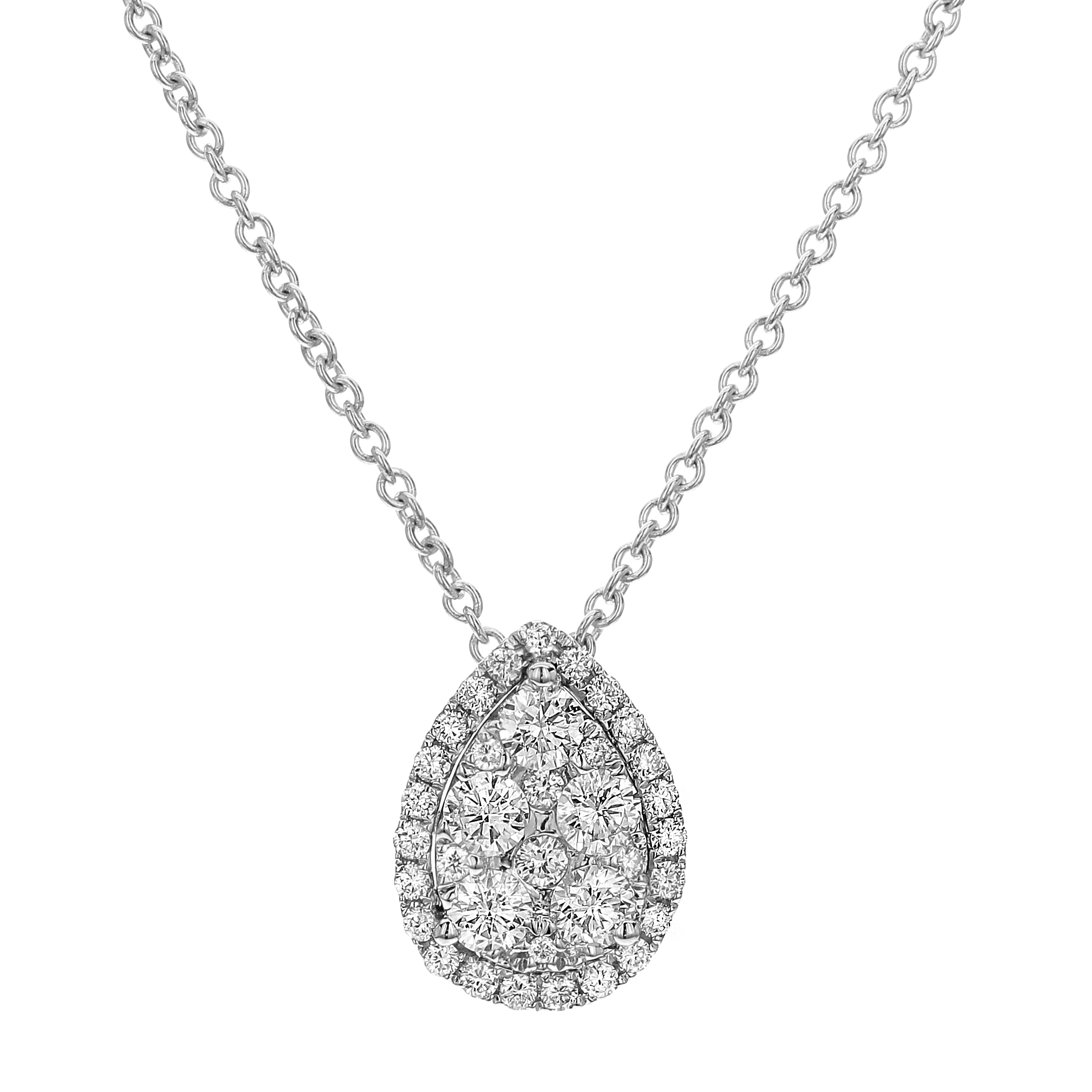 An 18k White Gold Diamond Pear Shape Necklace