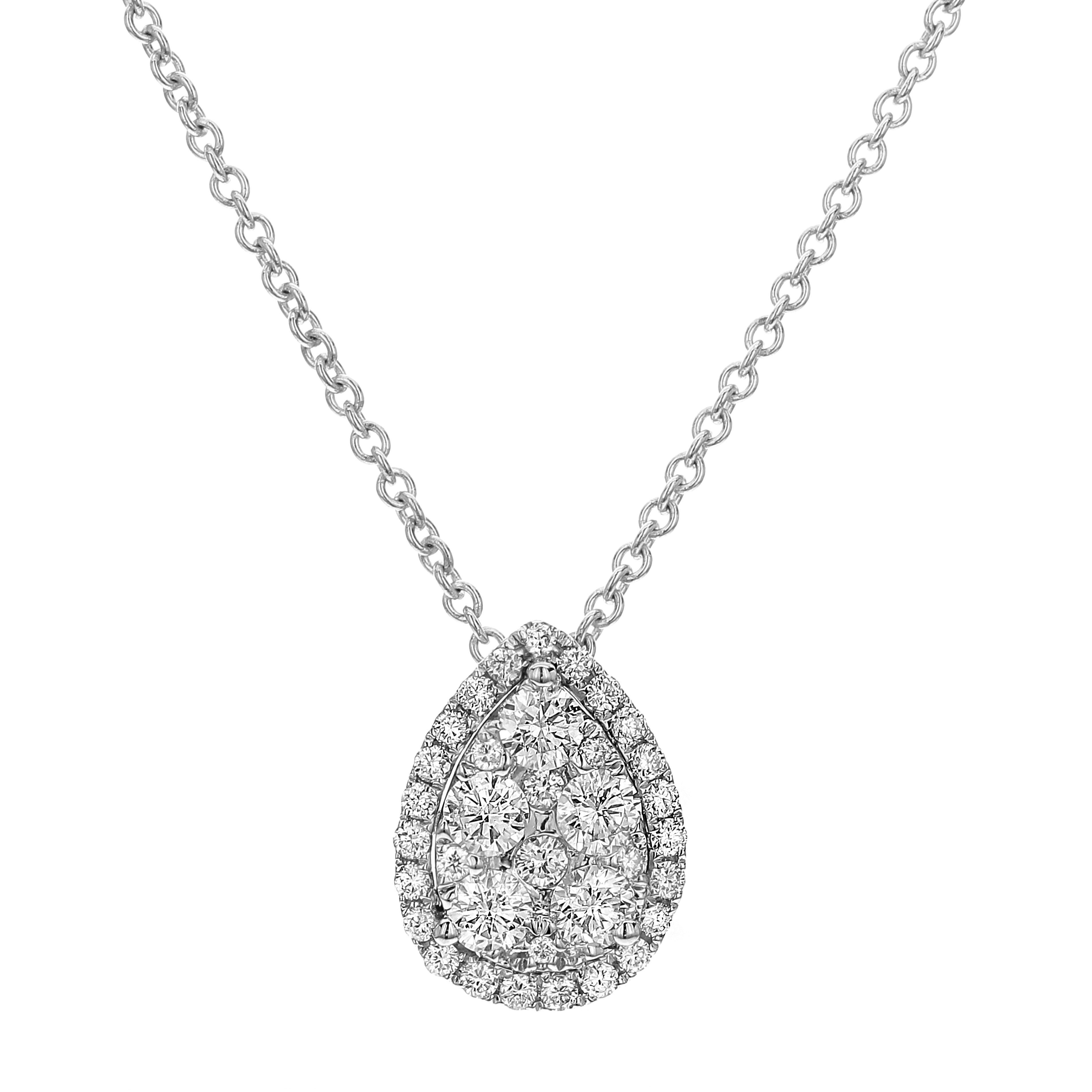 18k White Gold Diamond Pear Shape Necklace