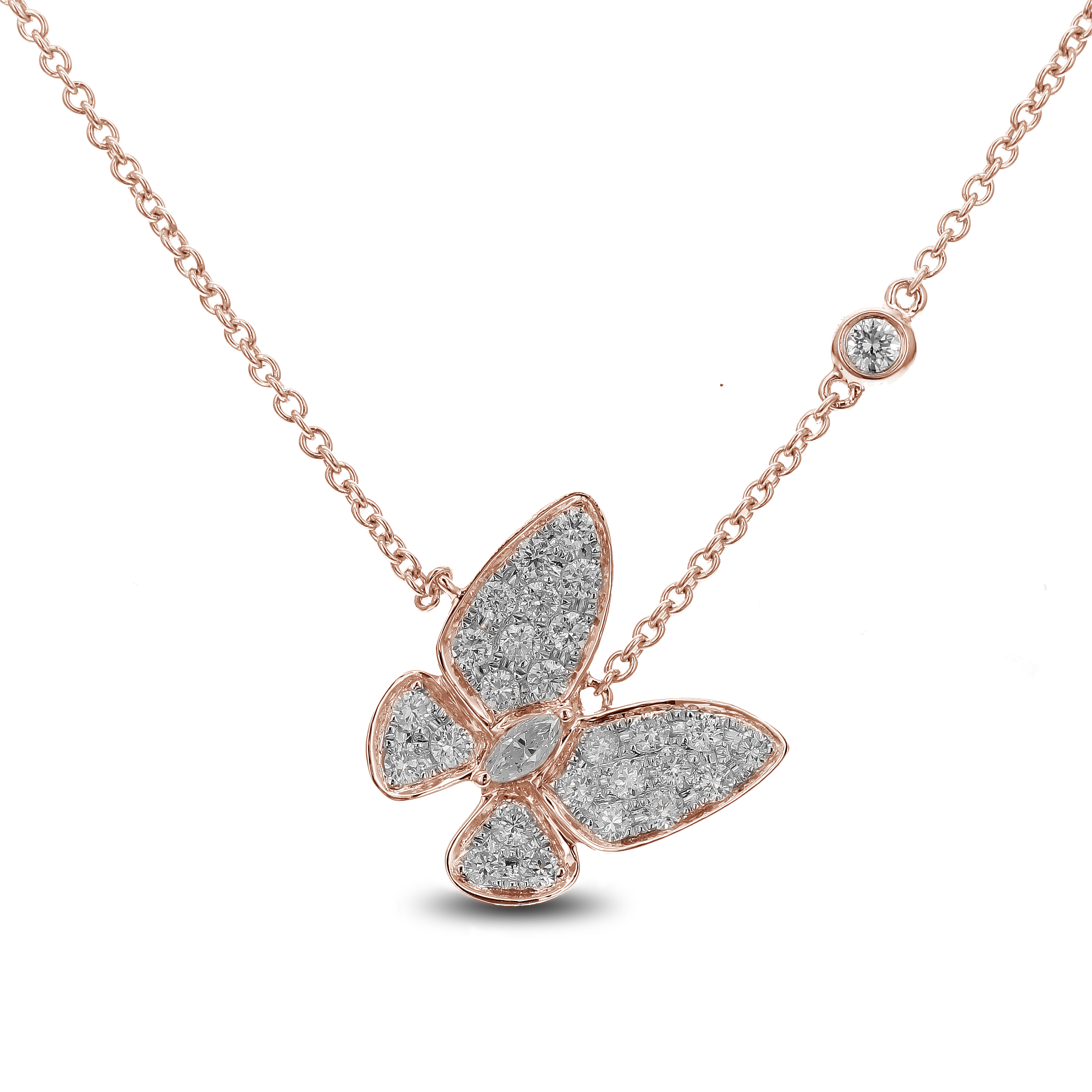 18k Rose Gold Sideway Butterfly Pendant