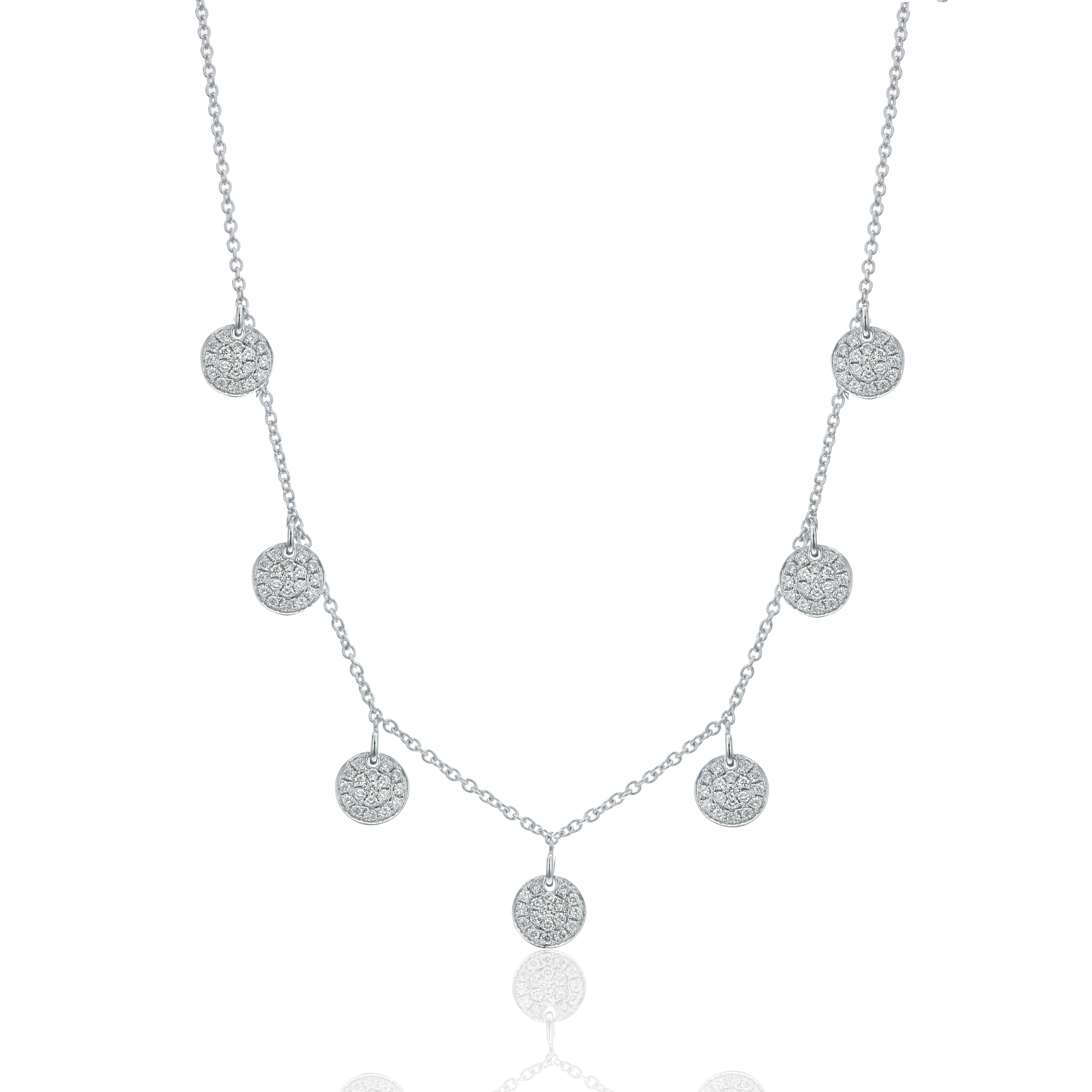 An 18k White Gold 7 Disc Necklace 