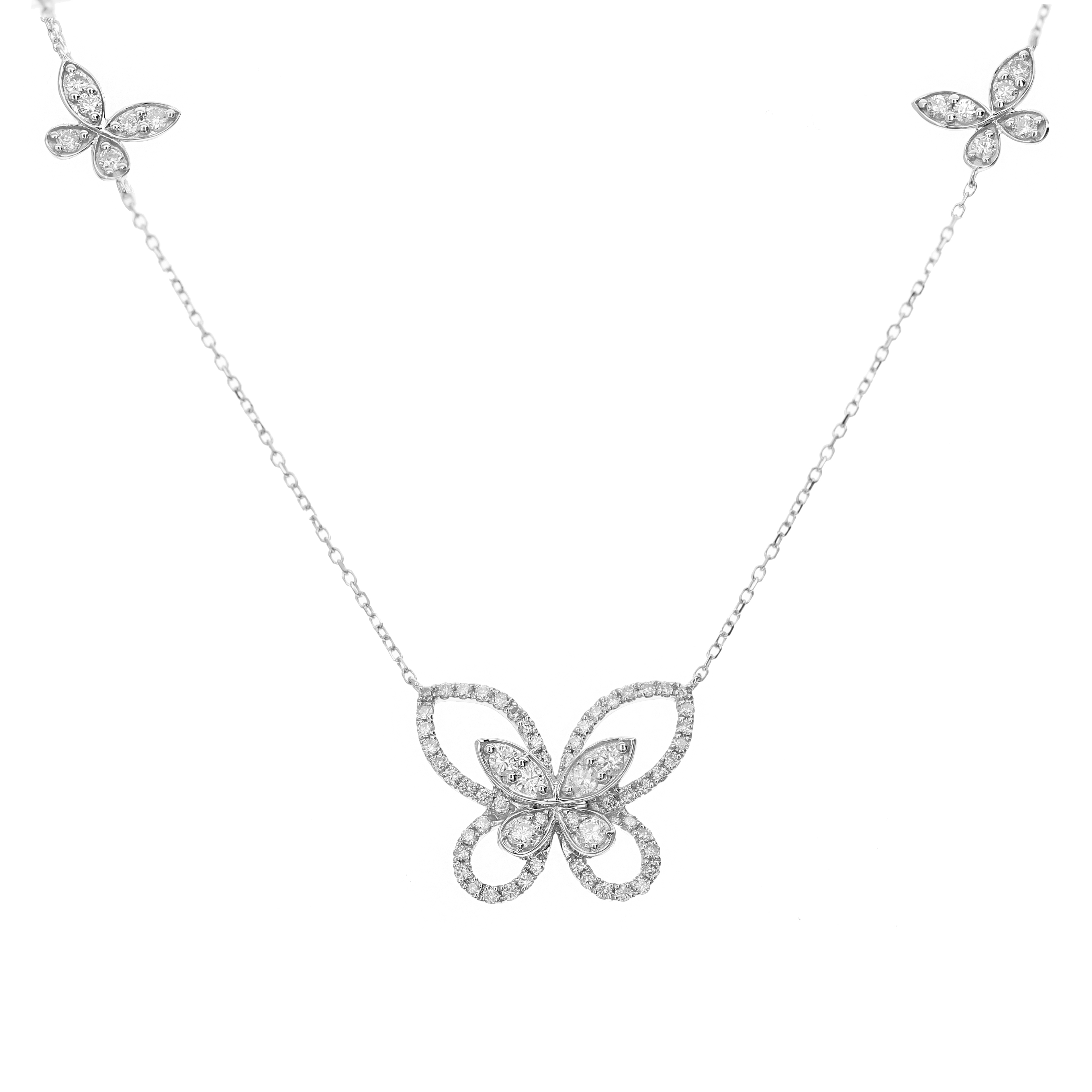 An 18k White Gold Diamond Butterfly Necklace