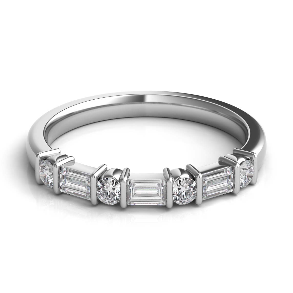 Platinum Alternating Shape Diamond Ring 
