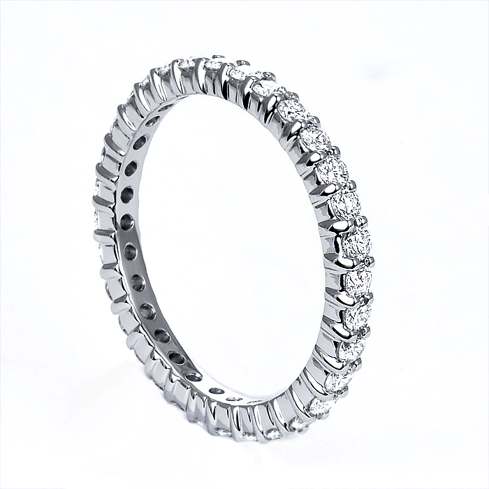 Platinum Round Diamond Mutual Prong Eternity Band