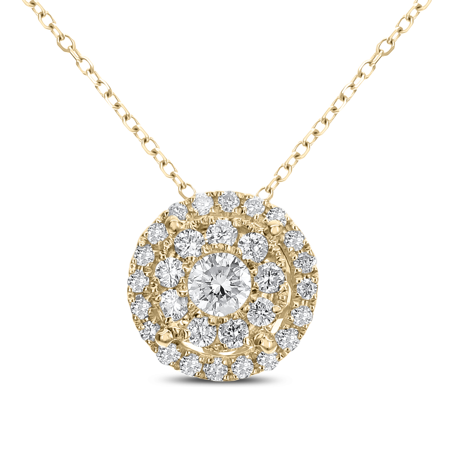 An 18k Yellow Gold Diamond Cluster Pendant