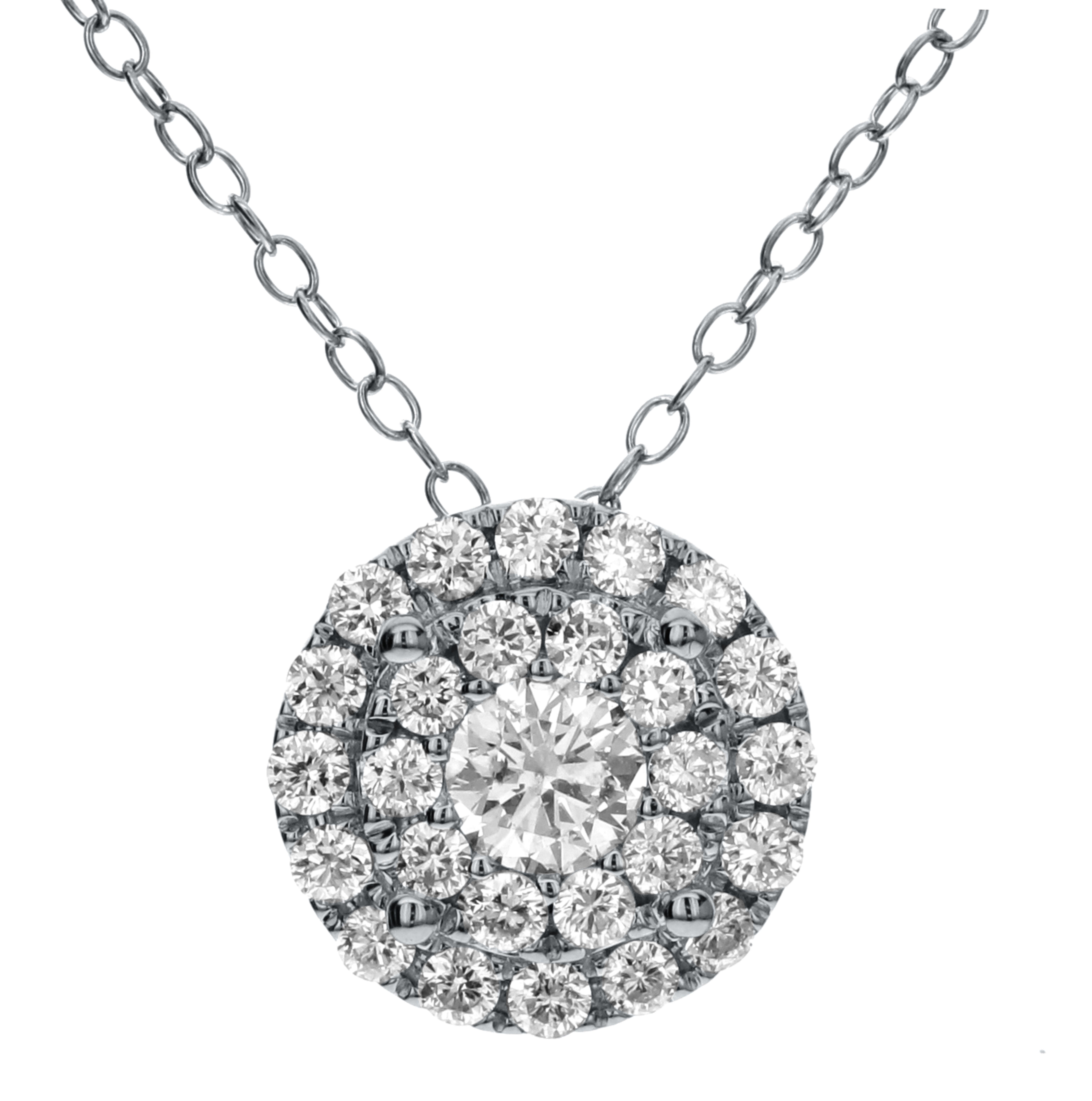 18k White Gold Diamond Cluster Pendant