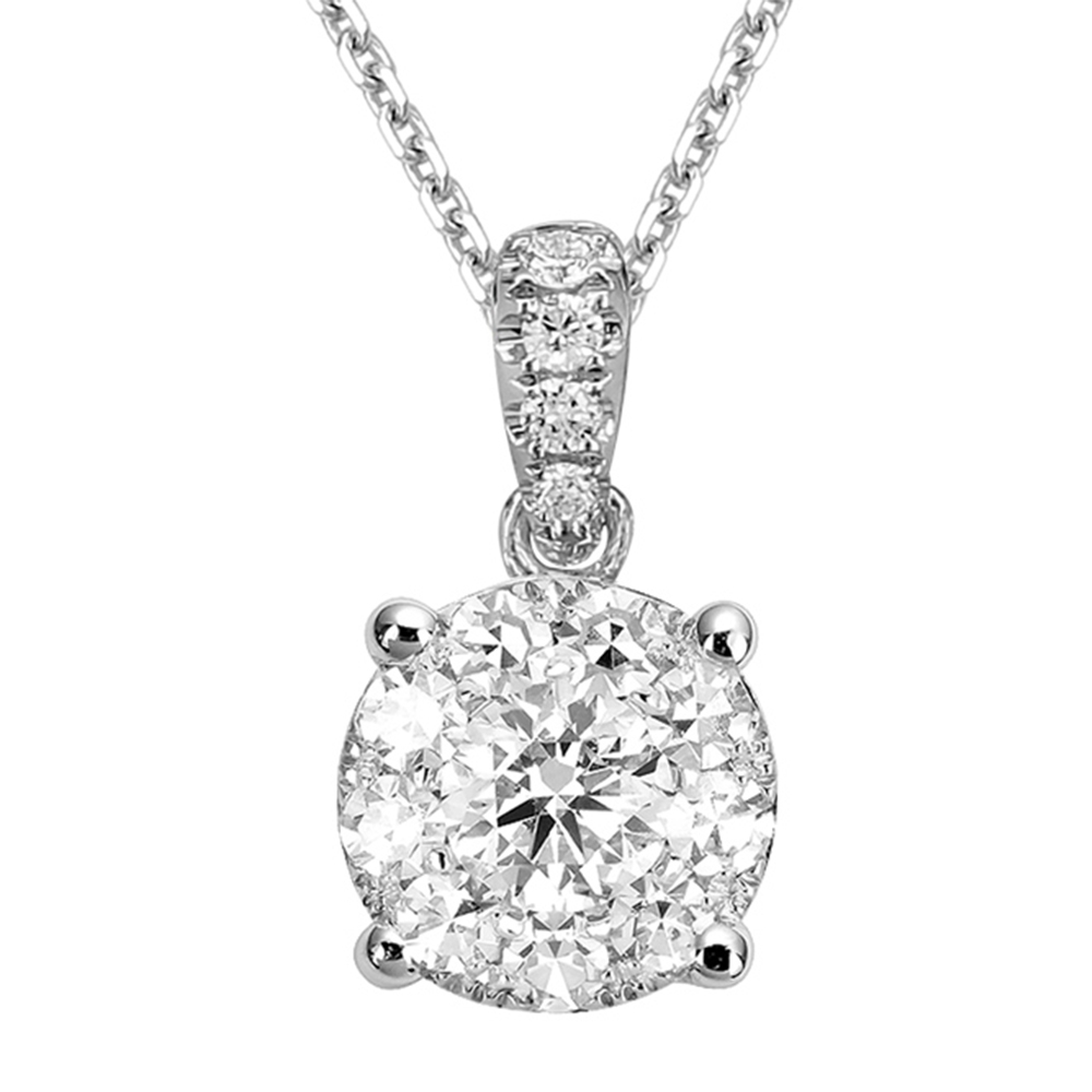 18K White Gold Teardrop Diamond Cluster and South Sea Cultured