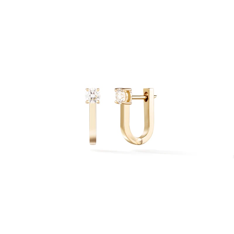 Melissa Kaye 18k Yellow Gold Aria U Huggie Hoop Earrings 