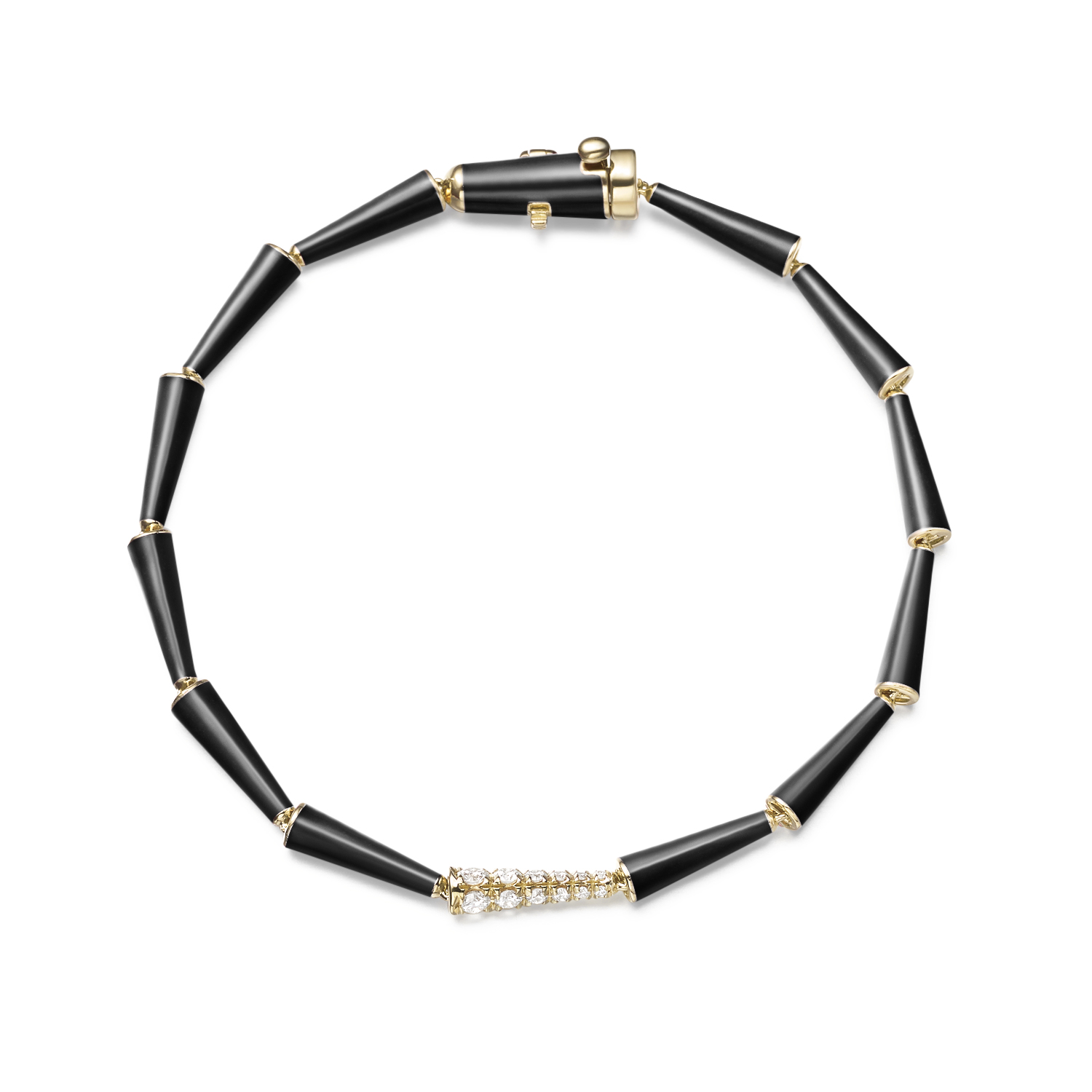 Melissa Kaye Black Enamel Lola Linked Bracelet