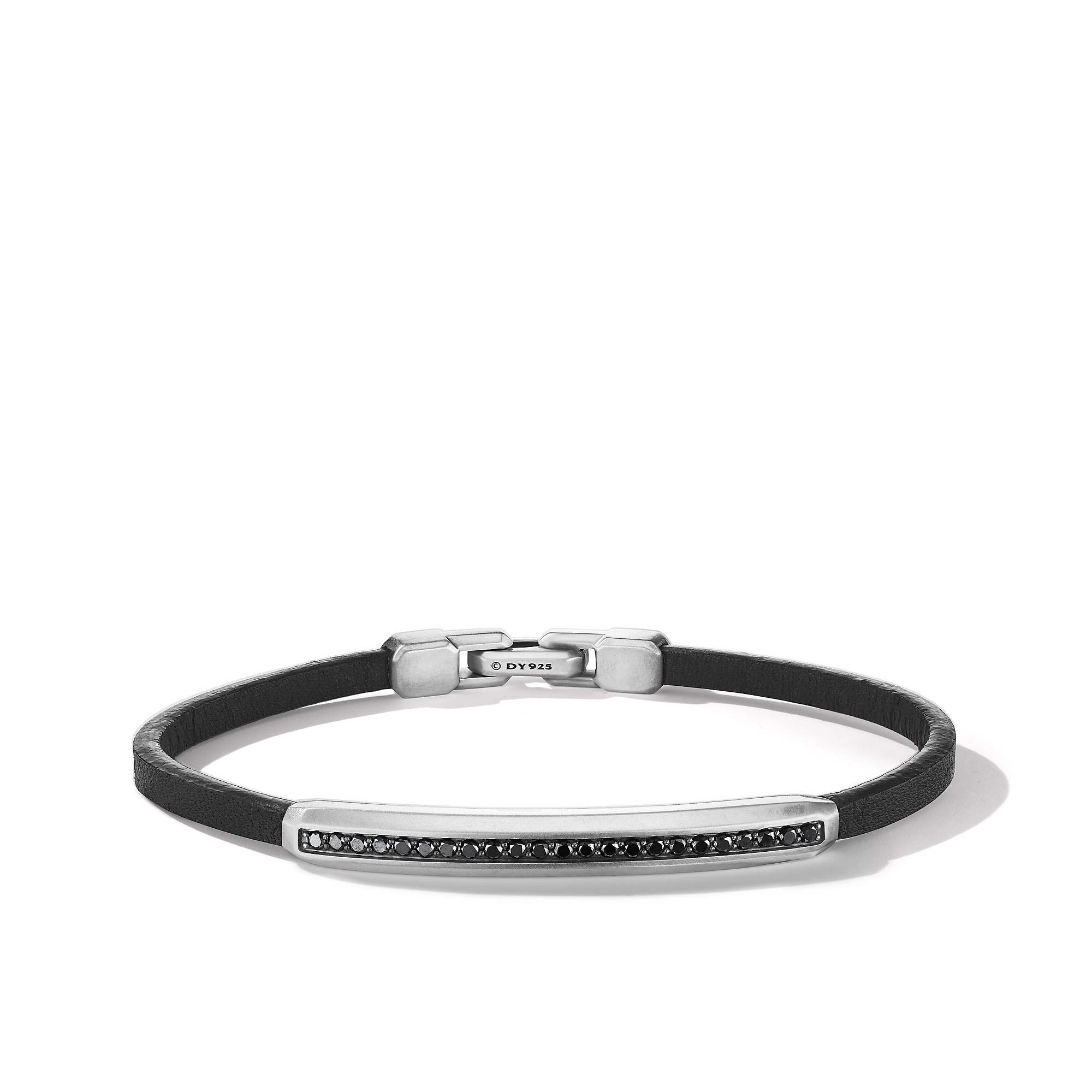 Pave Leather ID Bracelet with Black Diamonds