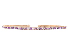 Pink Sapphire & Diamond Cuff Bracelet