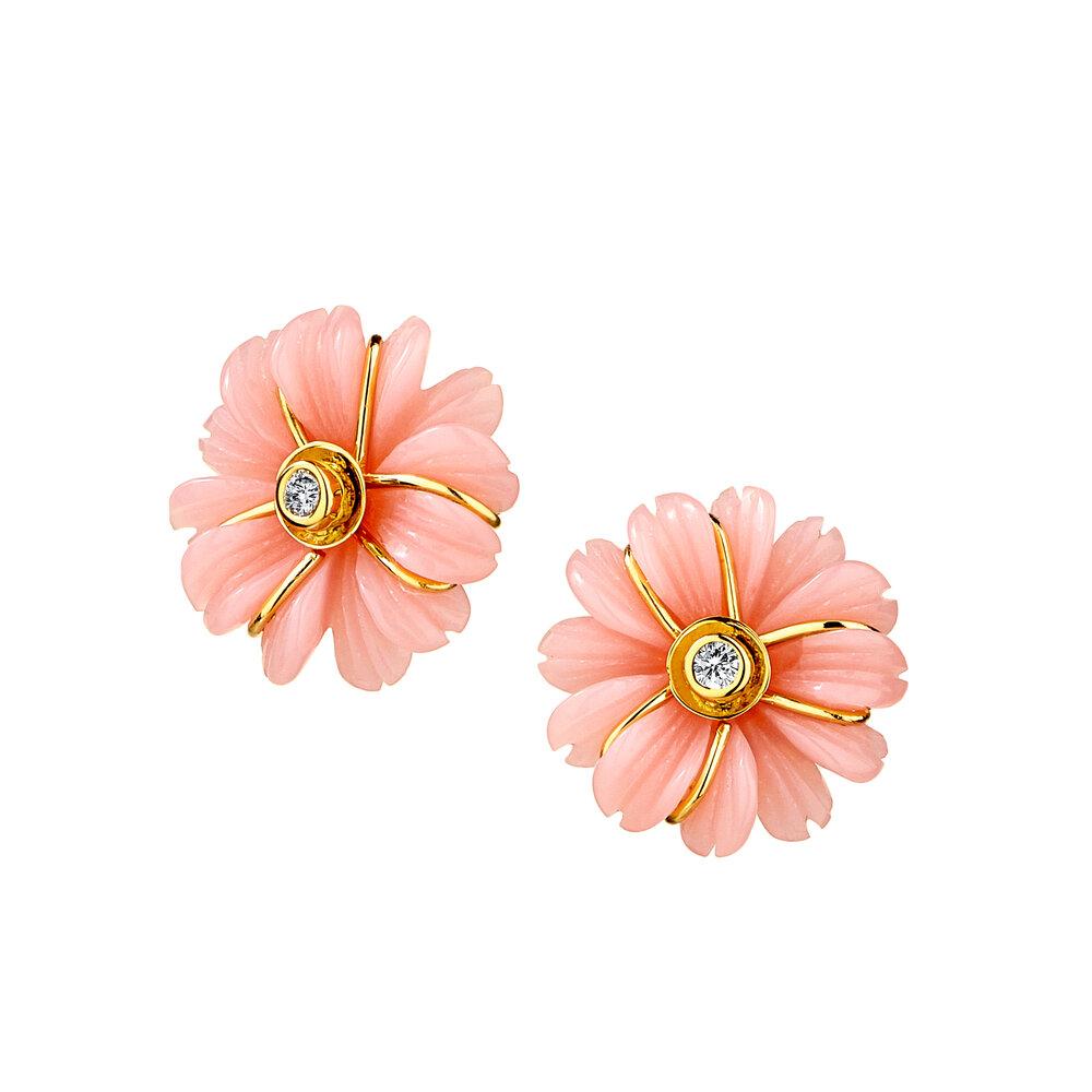 SYNA Jardin Pink Opal Flower Earrings