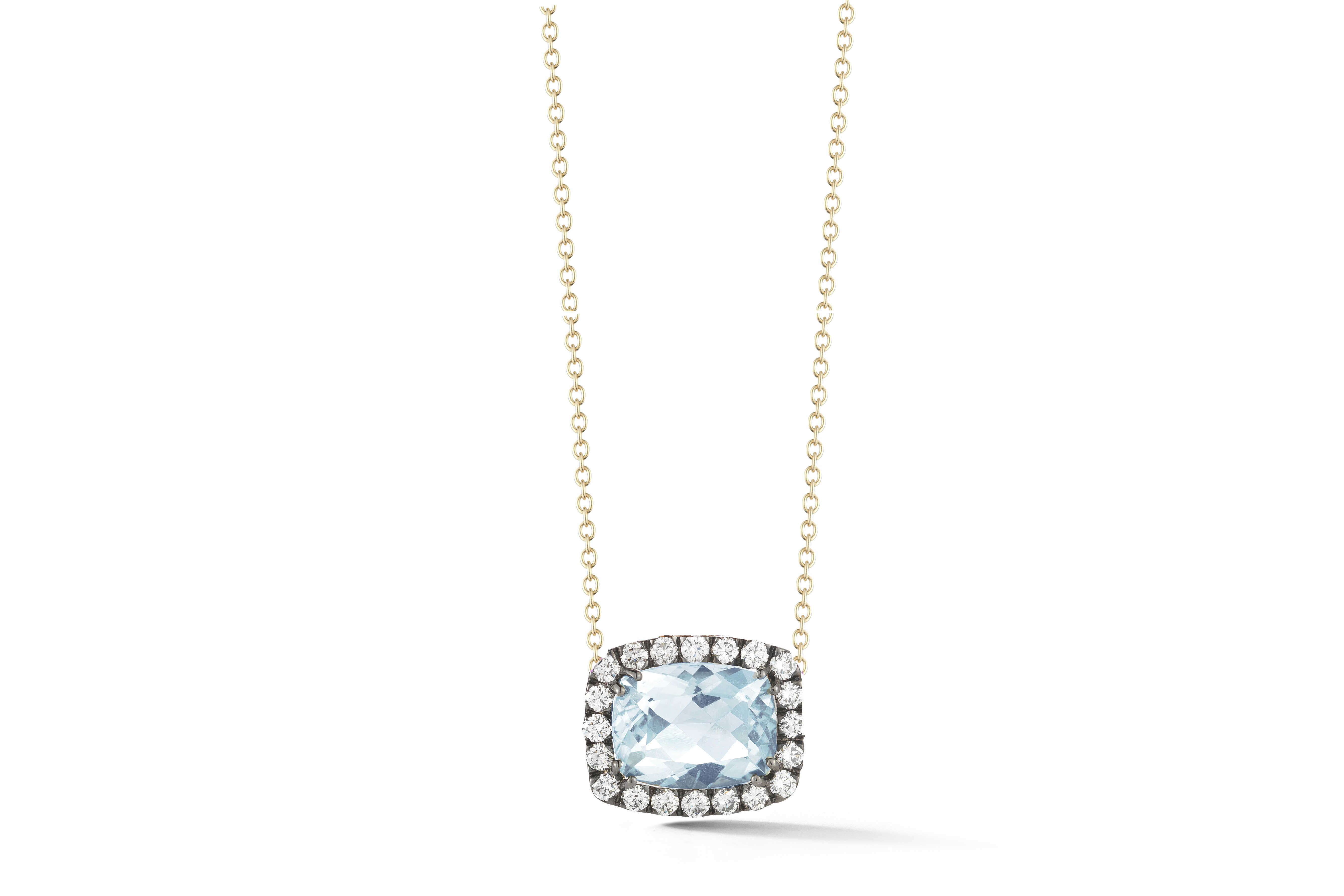 A & Furst Dynamite 18k Blackened Gold Blue Topaz And Diamond Pendant Necklace 