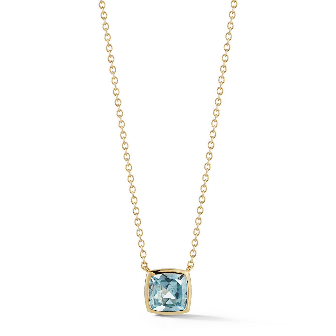 A & Furst 18k Yellow Gold Blue Topaz Pendant Necklace 