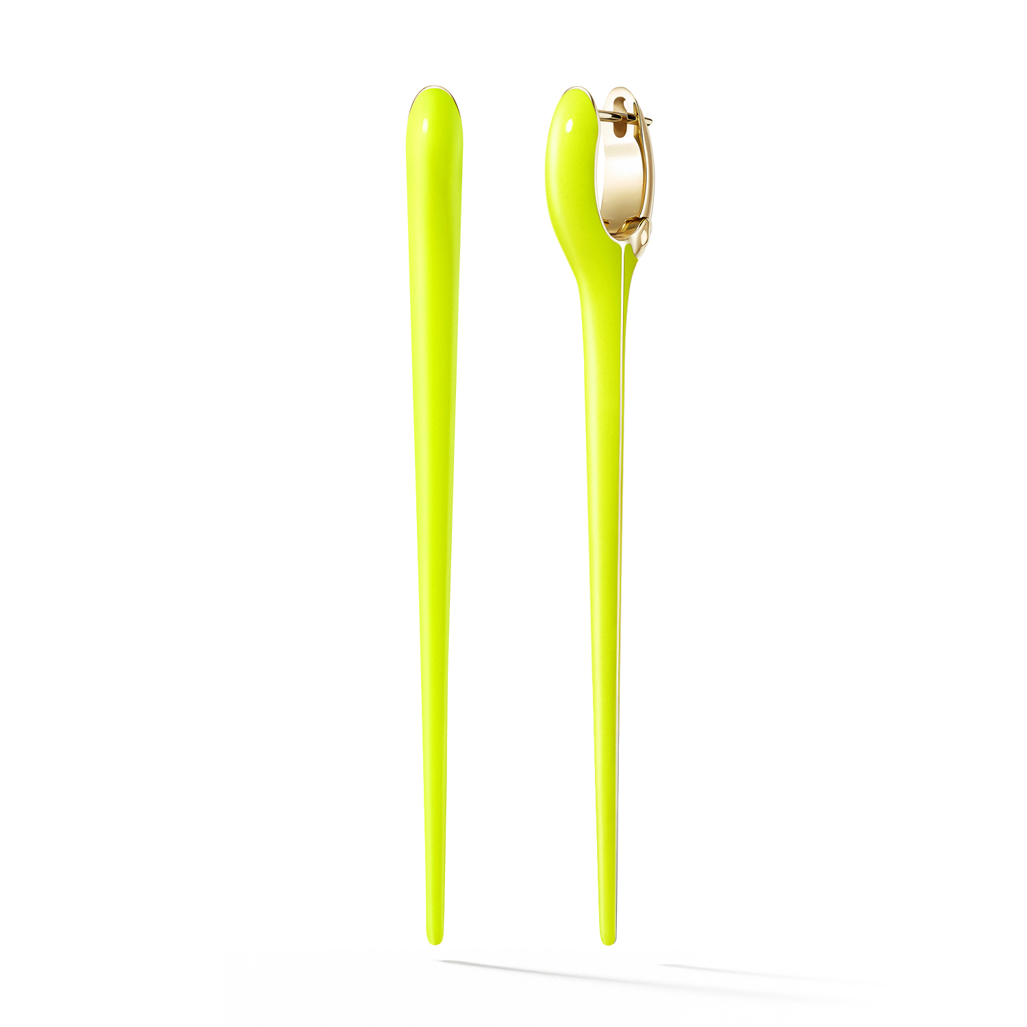 Melissa Kaye Neon Yellow Gold Lola Needle Earrings