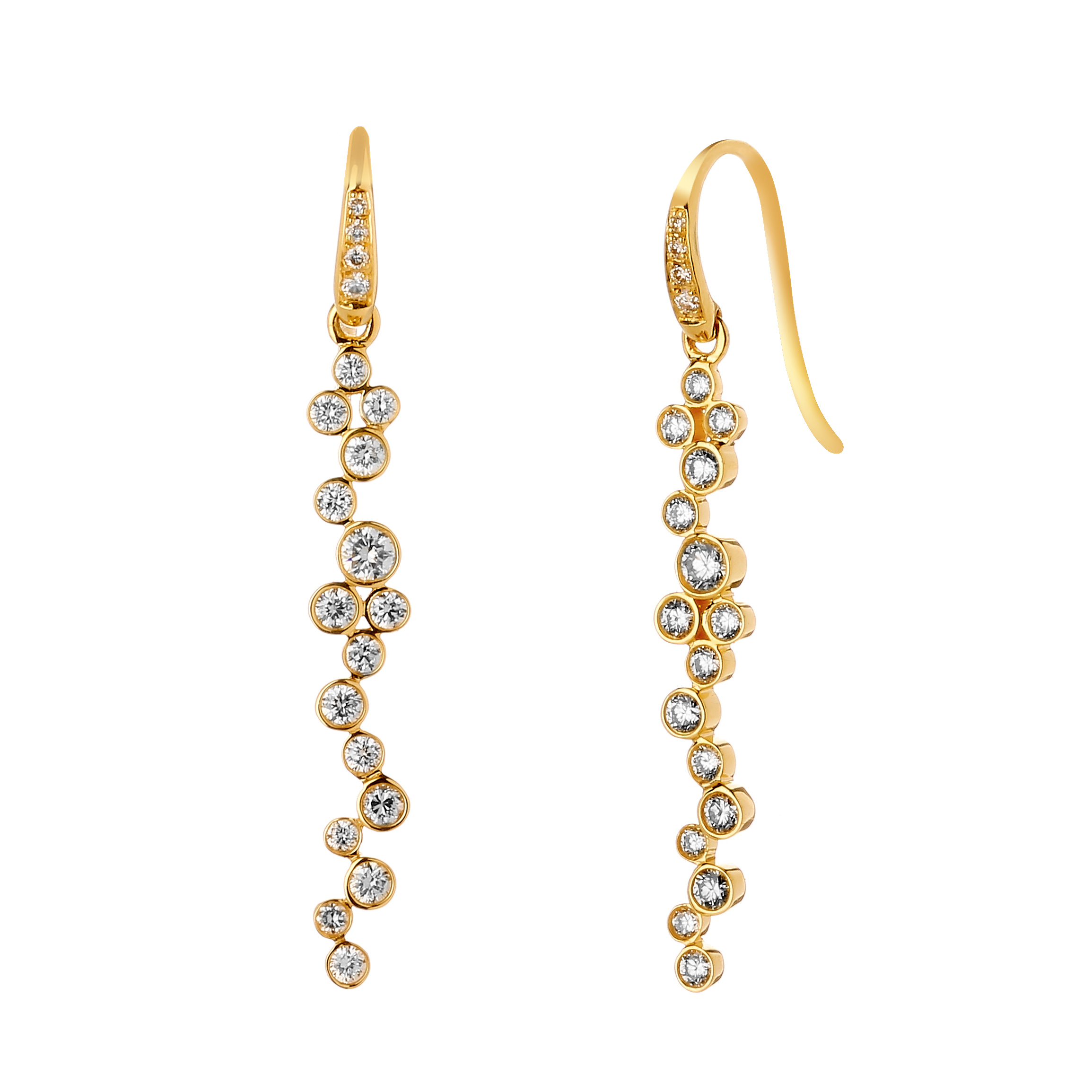Syna 18k Yellow Gold Long Cosmic Diamond Cluster Earrings 