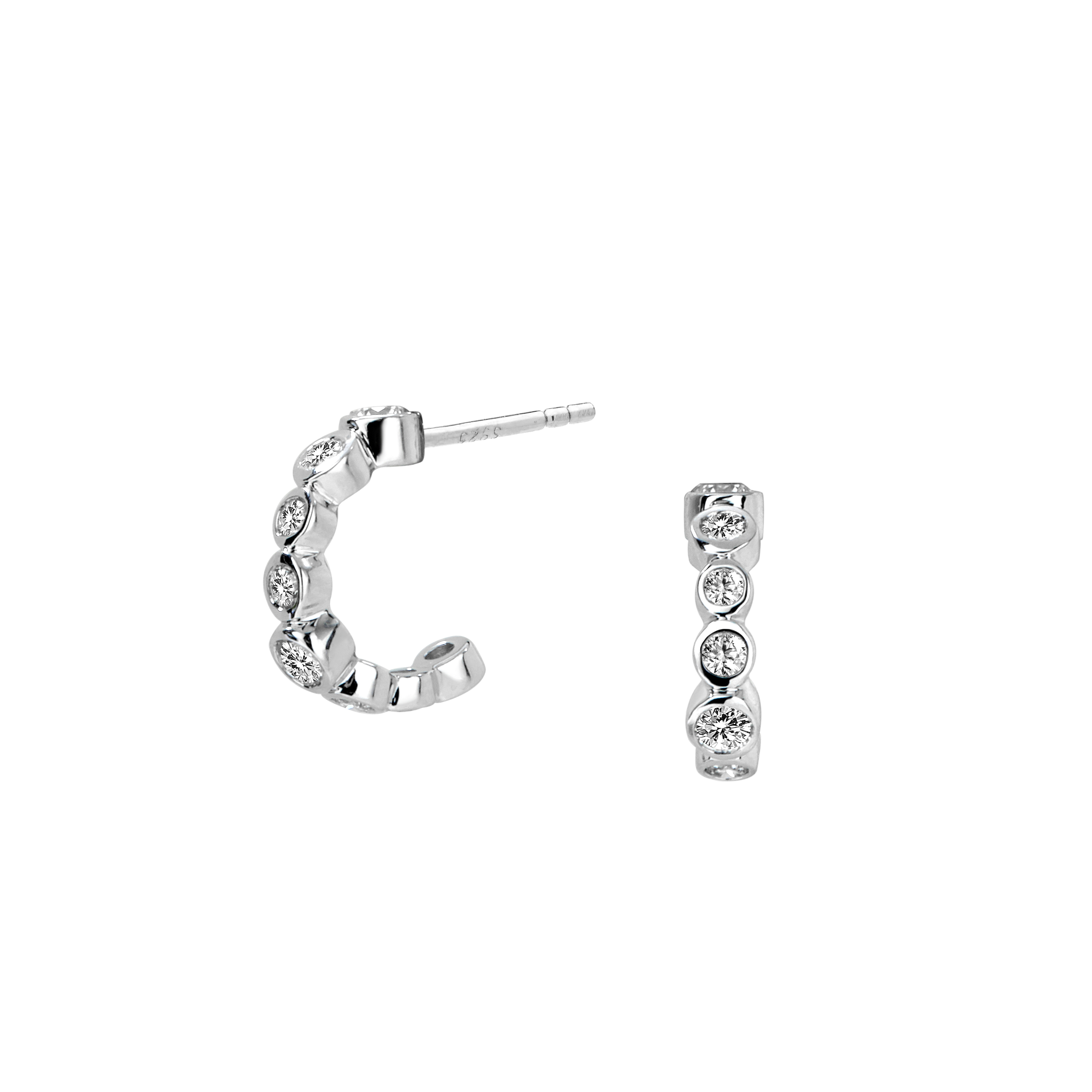 SYNA 18k White Gold Cosmic Mini Diamond Cluster Hoops