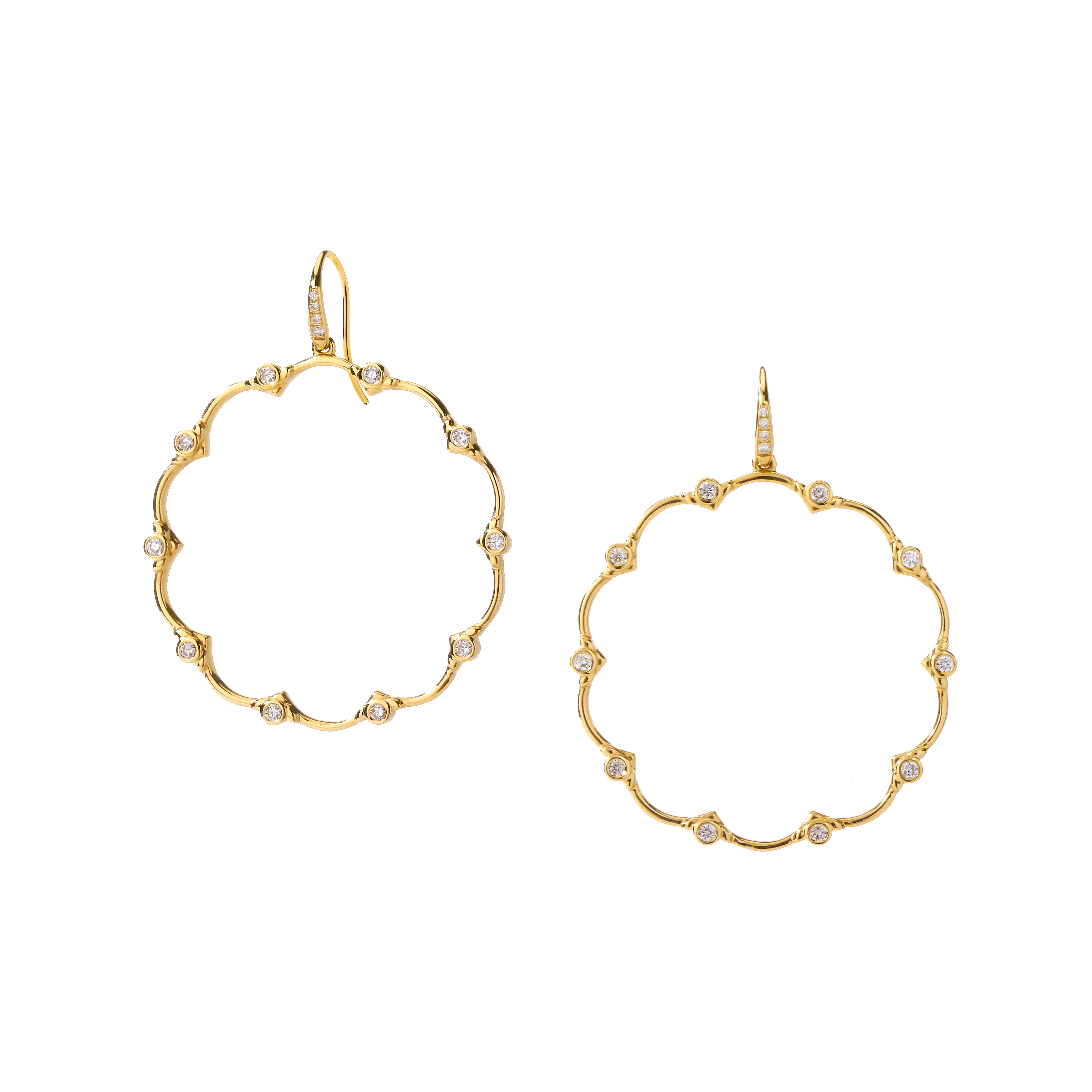 SYNA 18k Yellow Gold Mogul Flower Earrings 