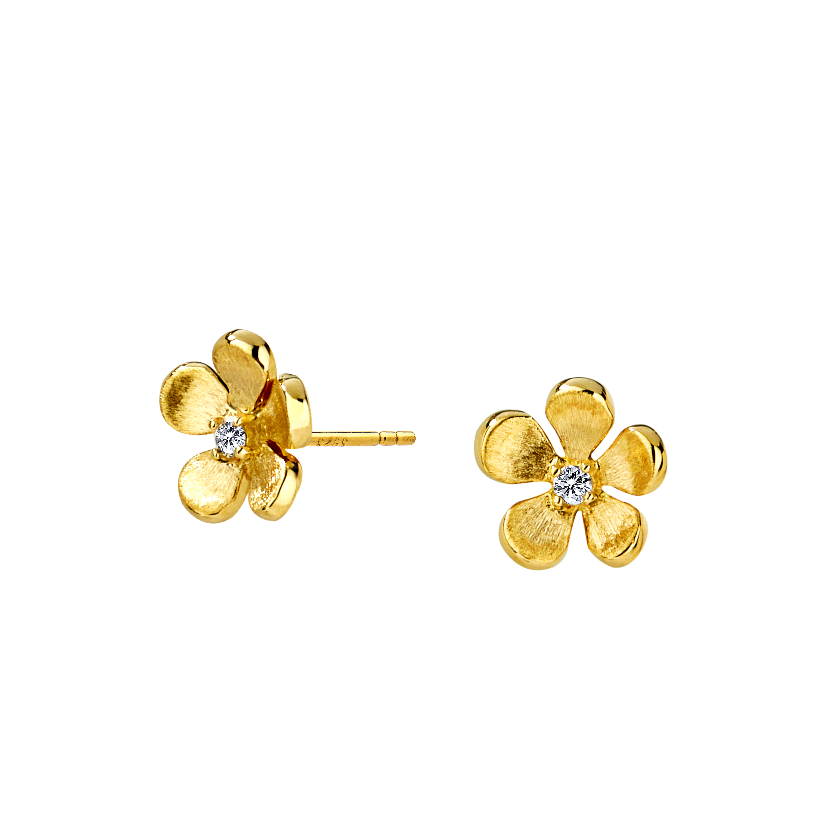 SYNA 18k Yellow Gold Flower Diamond Studs