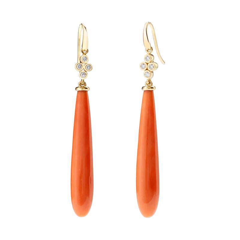 SYNA Mogul Coral Long Drop Earrings