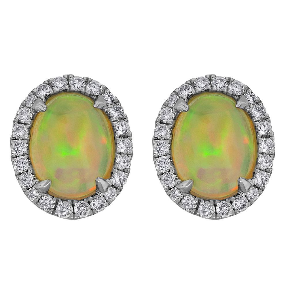 Opal & Diamond Earrings