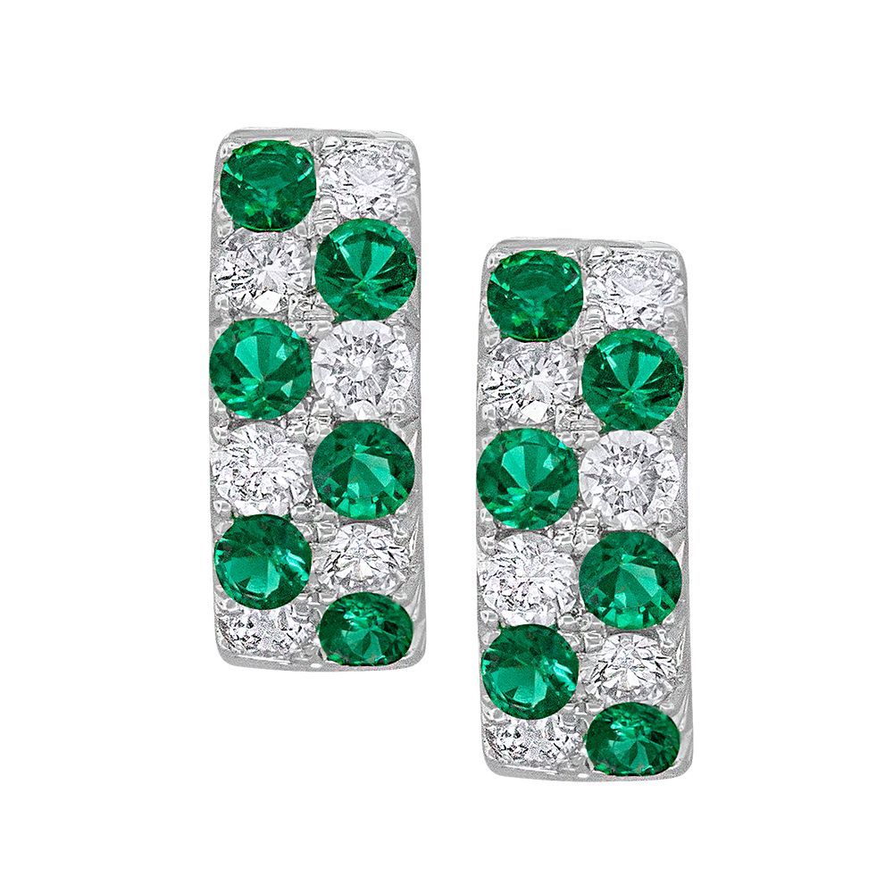 Emerald & Diamond Huggie Earrings