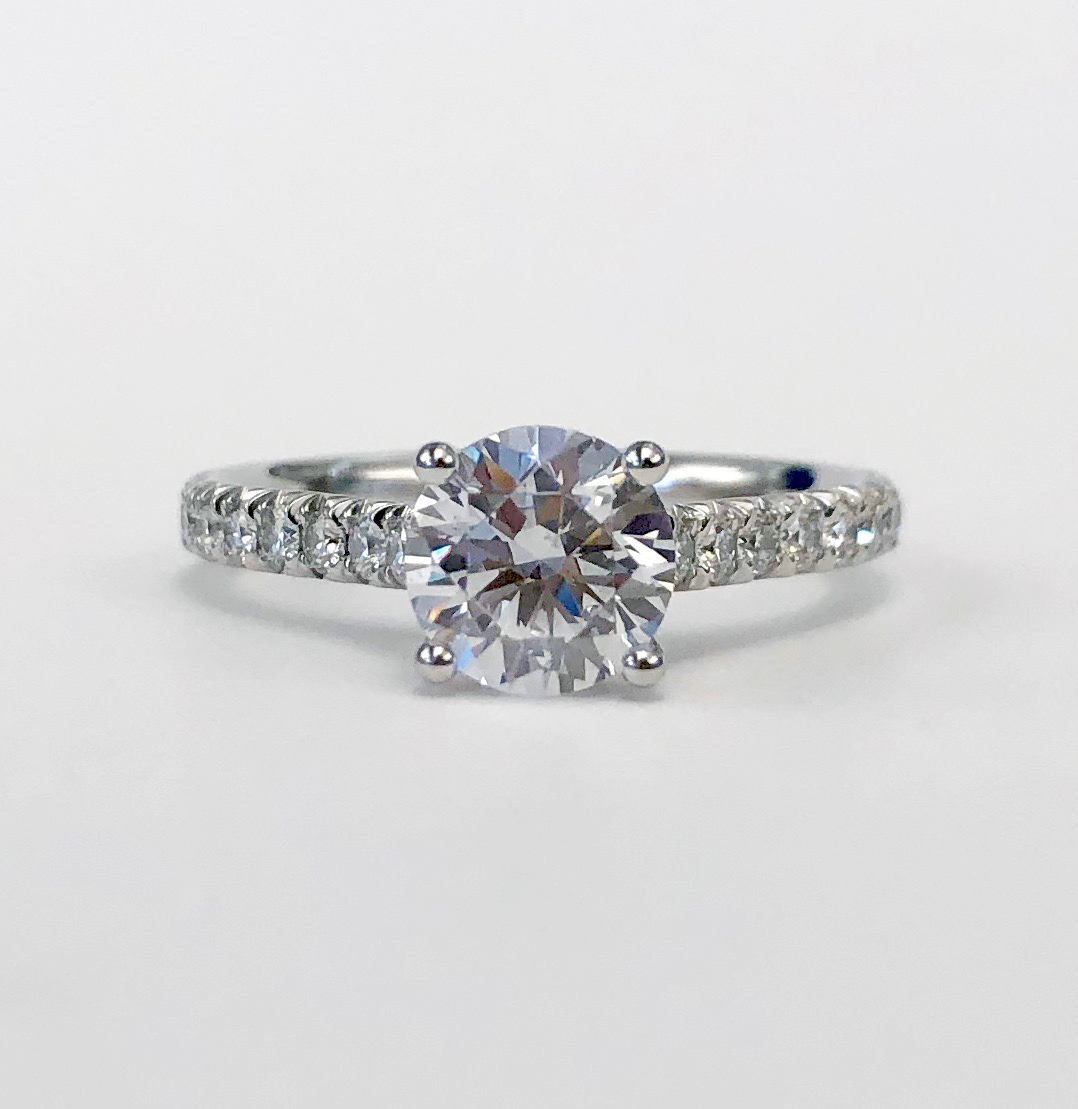 A Platinum Pave Diamond Engagement Ring