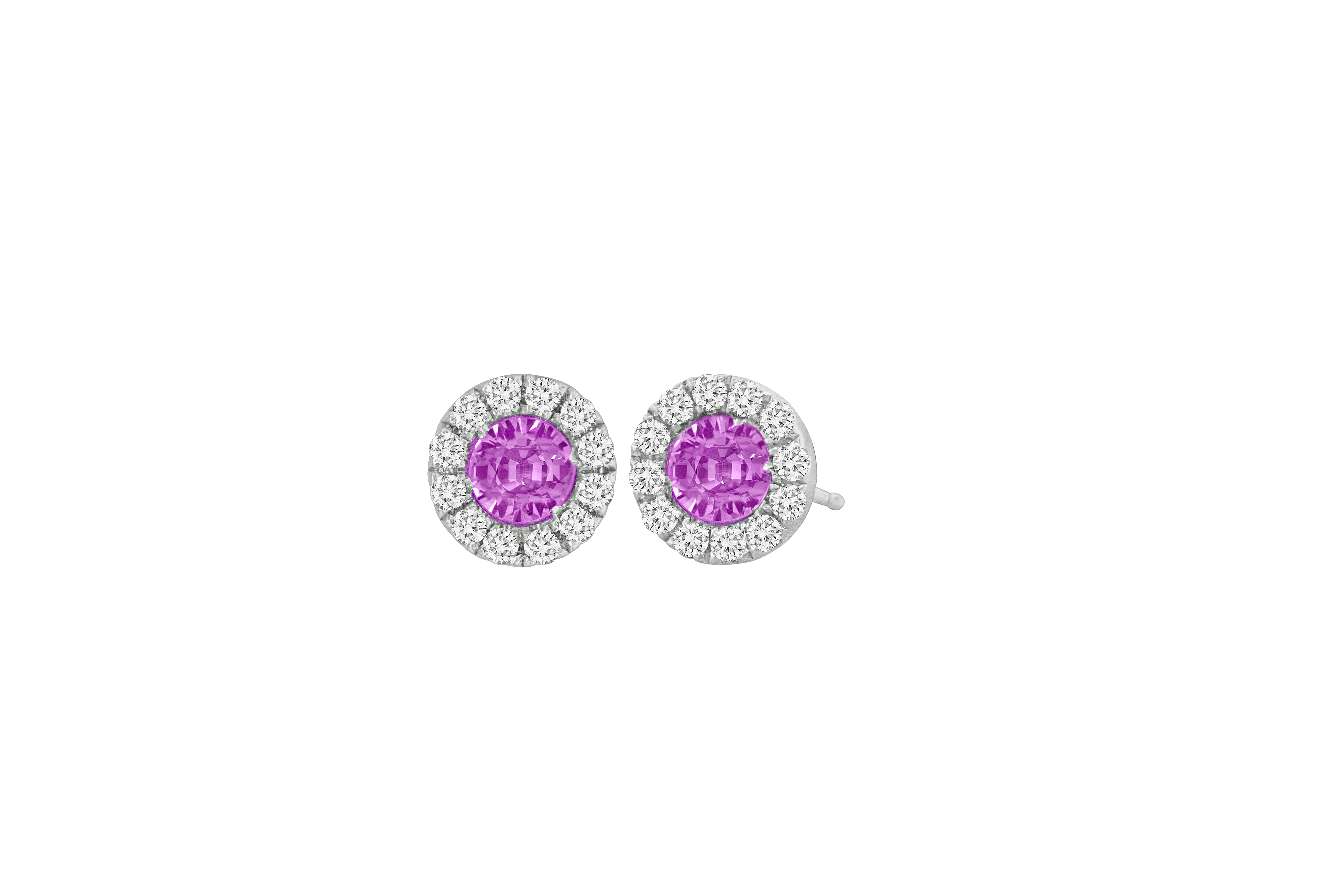 Pink Sapphire & Diamond Stud Earrings