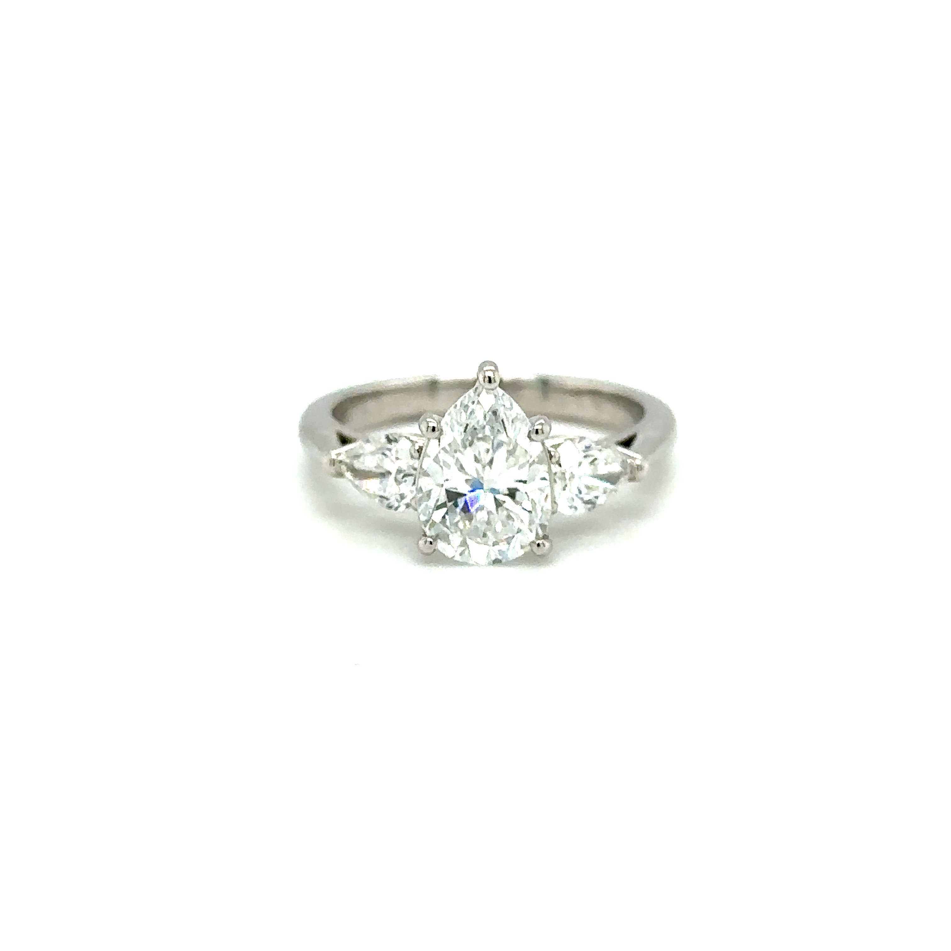 A Platinum Pear Shaped Diamond Ring