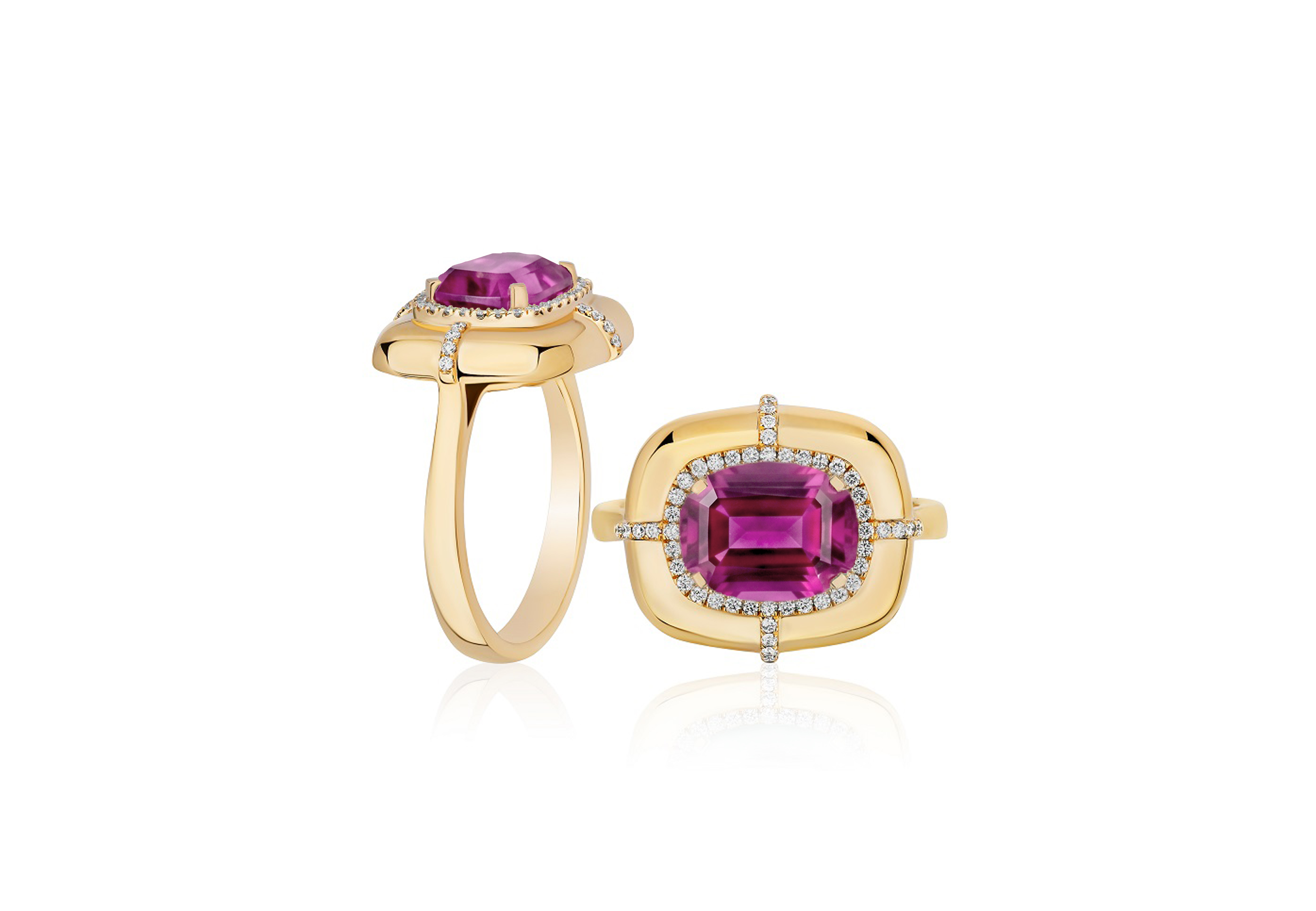 Rubellite And Diamond G-one Ring