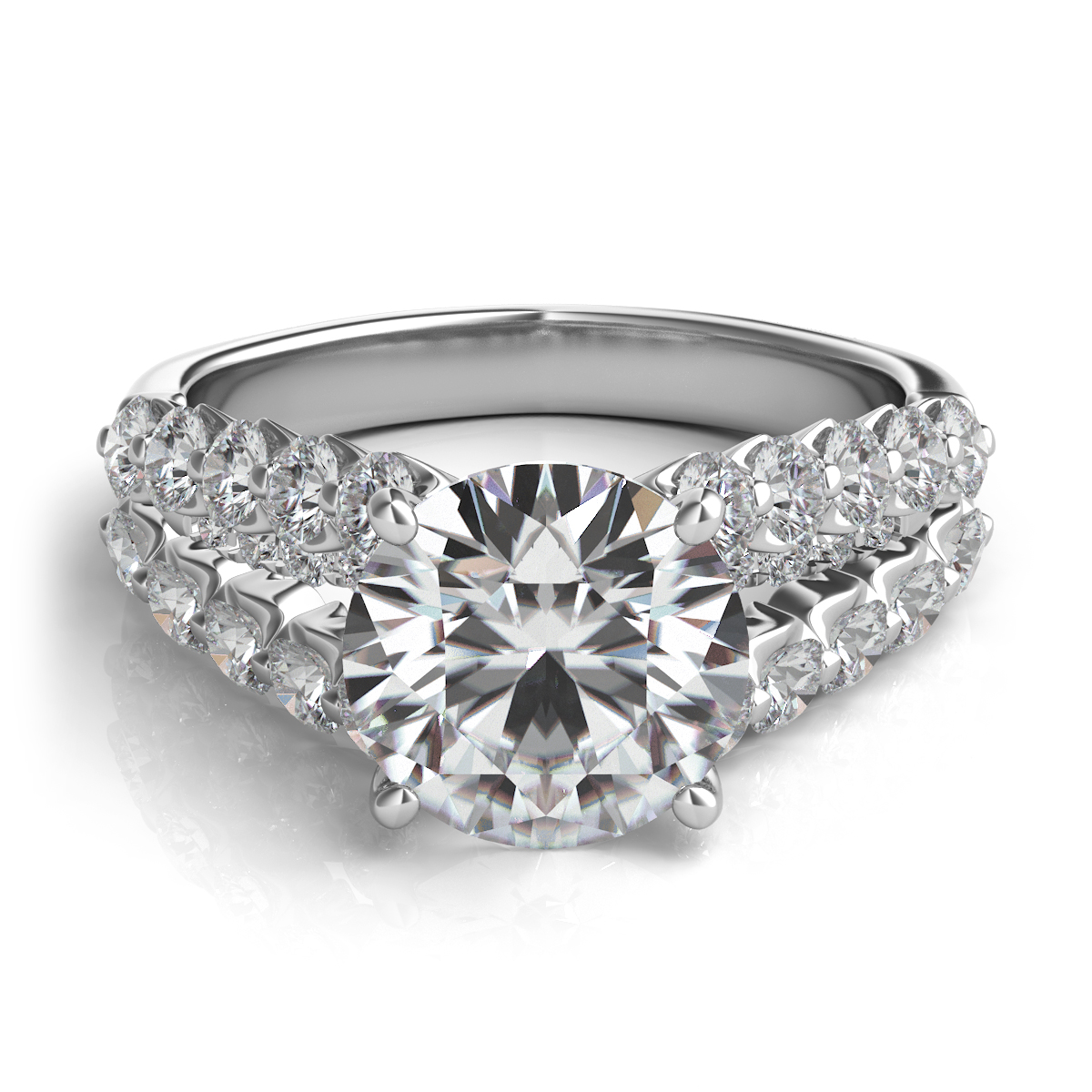 Platinum Royal Prong Pave Diamond Engagement Ring